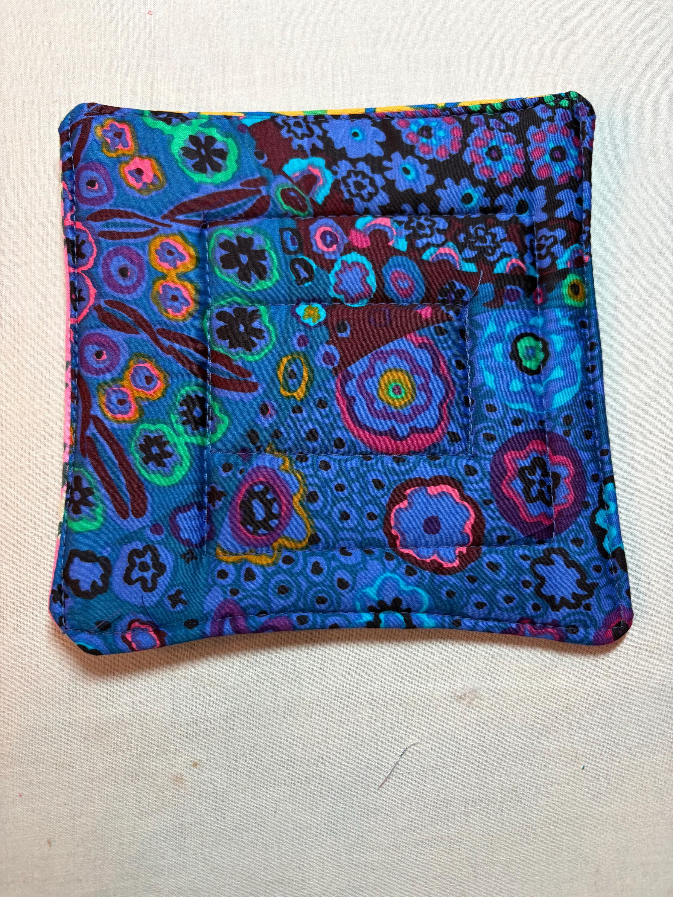 Single scrappy Kaffe potholder or mug rug homemade quilted view 8