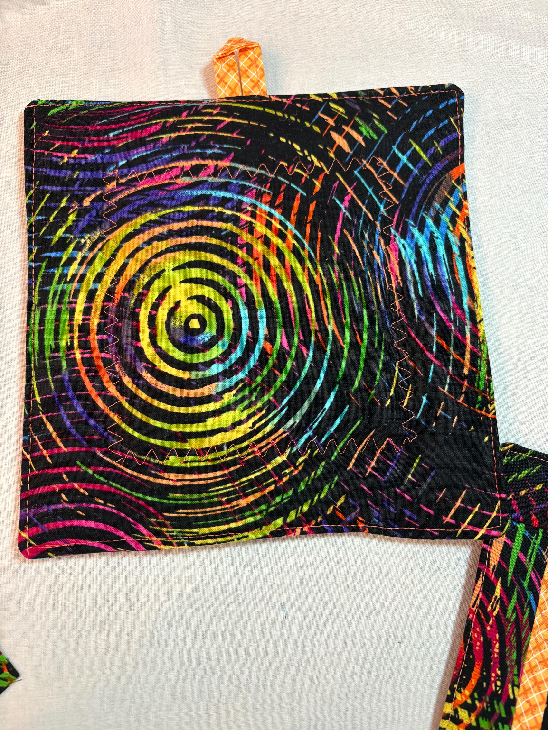 Single Dragonfly potholder, 8” homemade quilted view 3