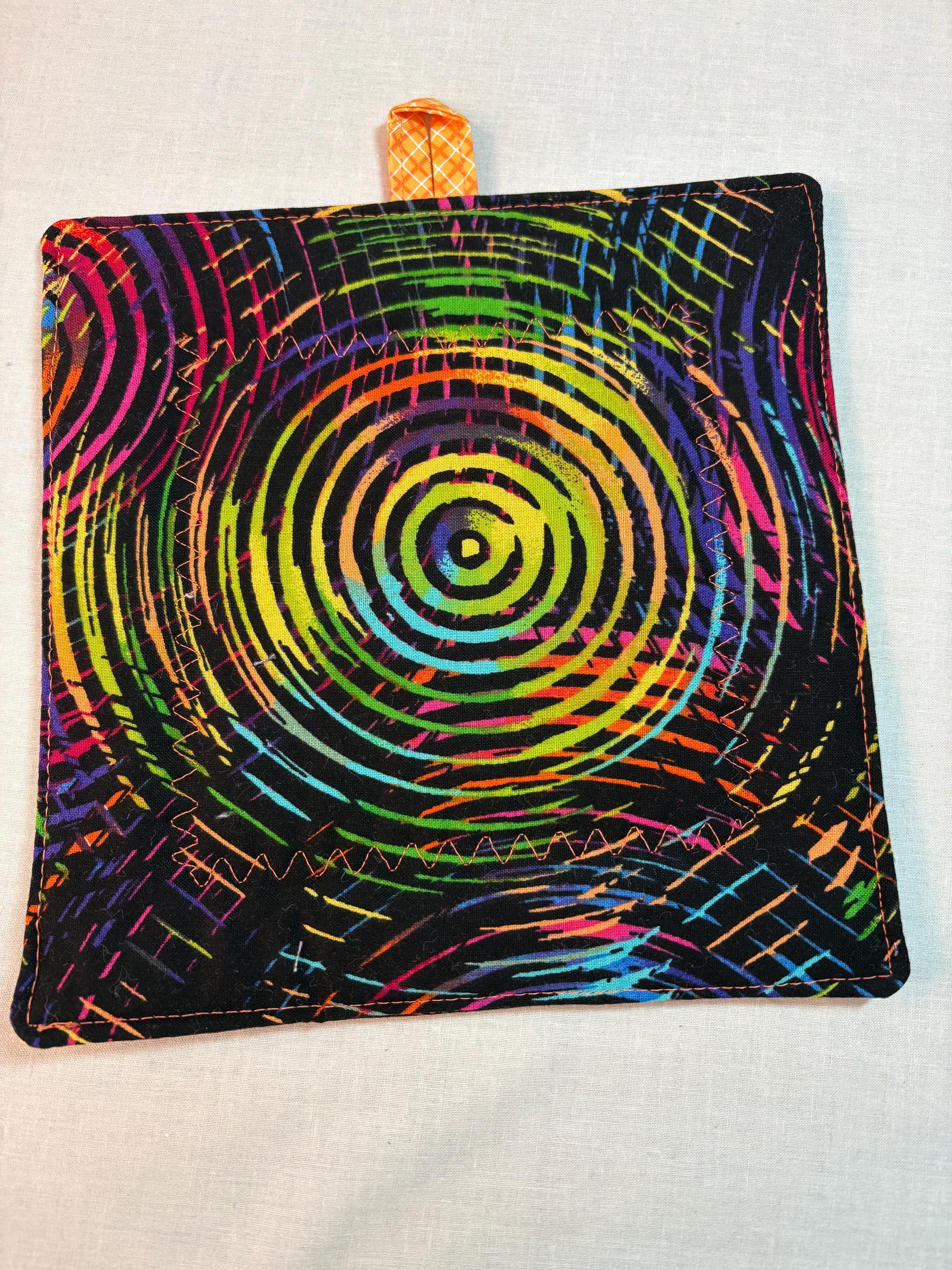 Single Dragonfly potholder, 8” homemade quilted view 4