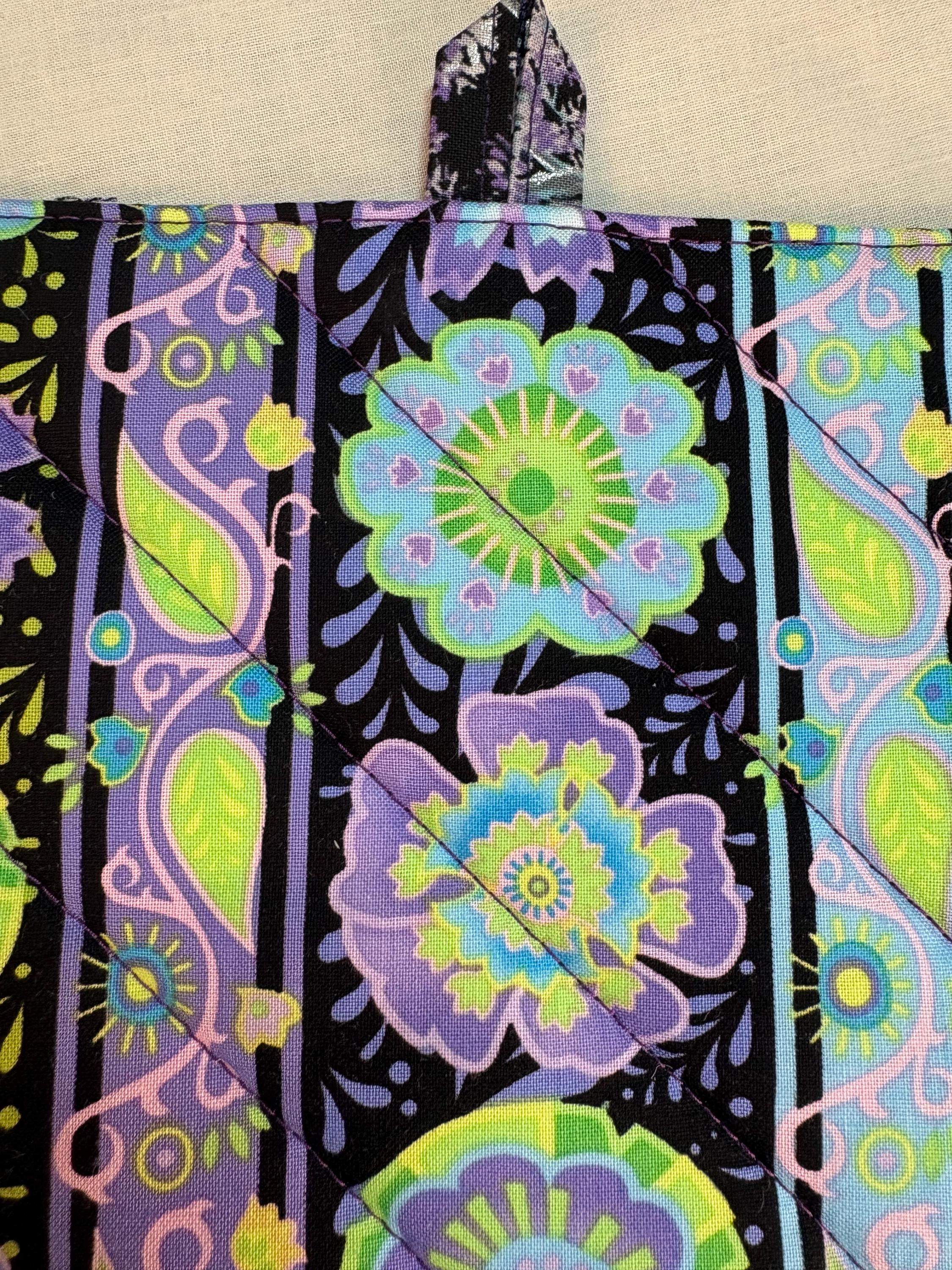 Pair of purple potholders, 8” homemade quilted view 3