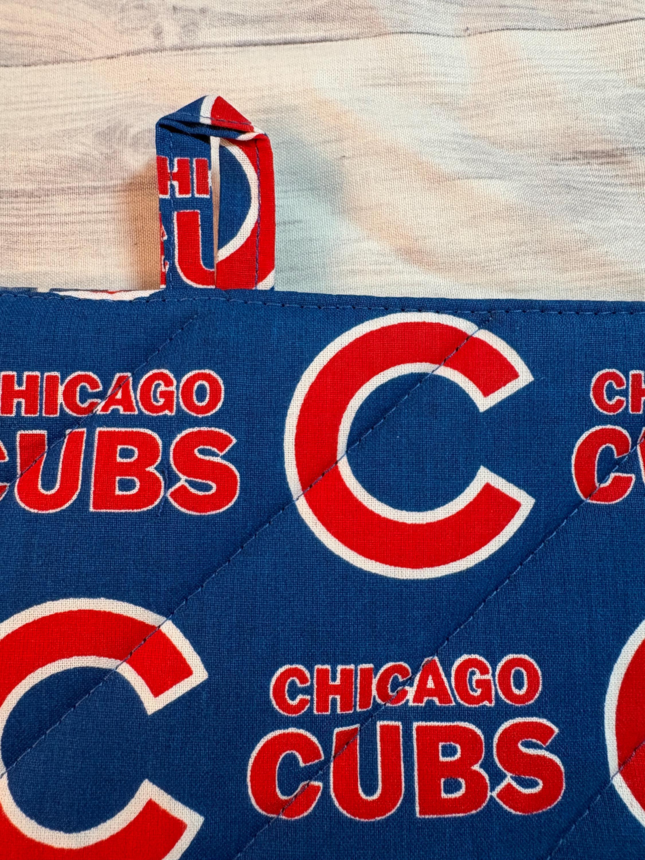 Pair Chicago Cubs Baseball potholders 8.25” homemade quilted gift view 3