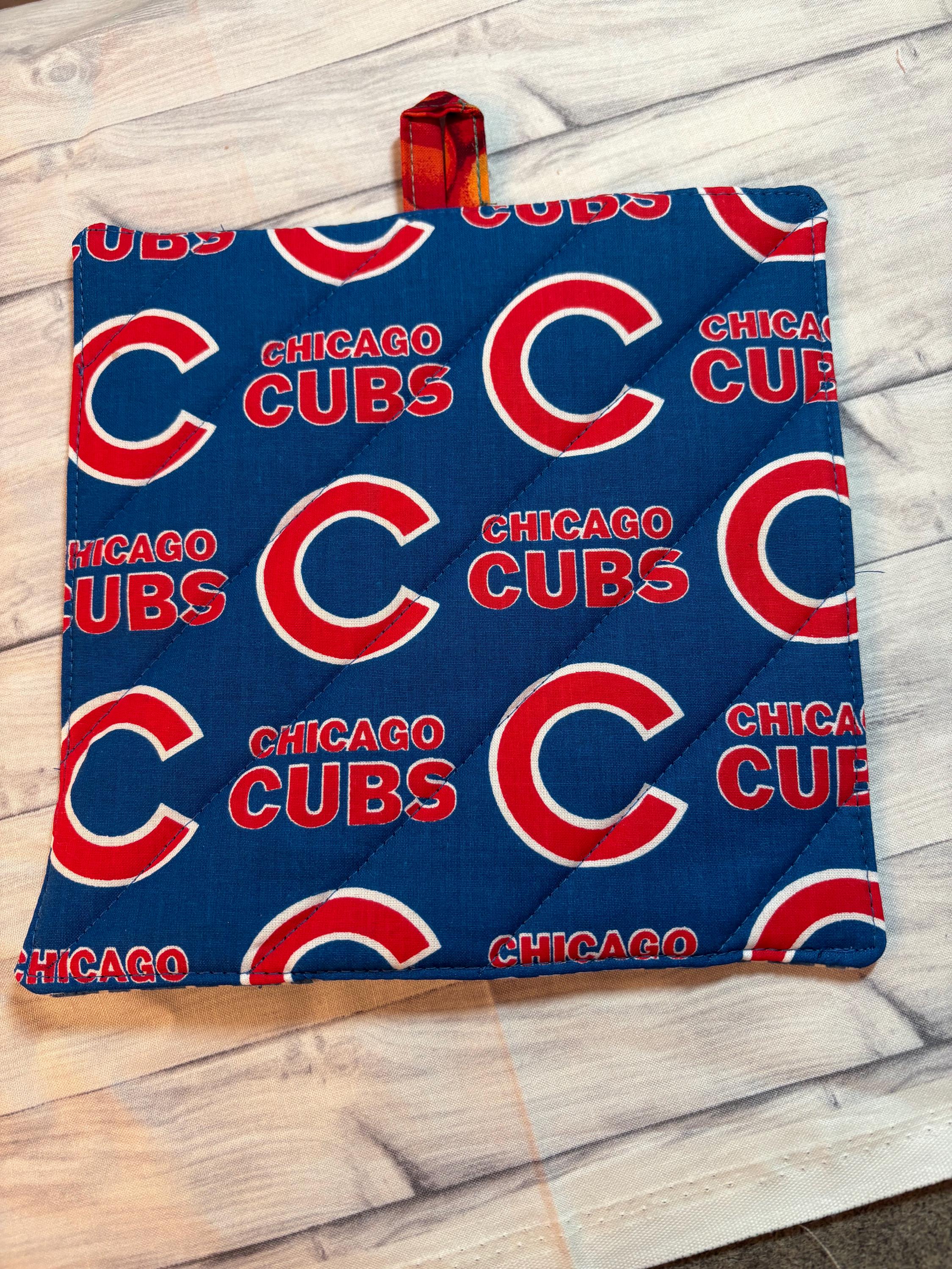 Pair Chicago Cubs Baseball potholders 8.25” homemade quilted gift view 4