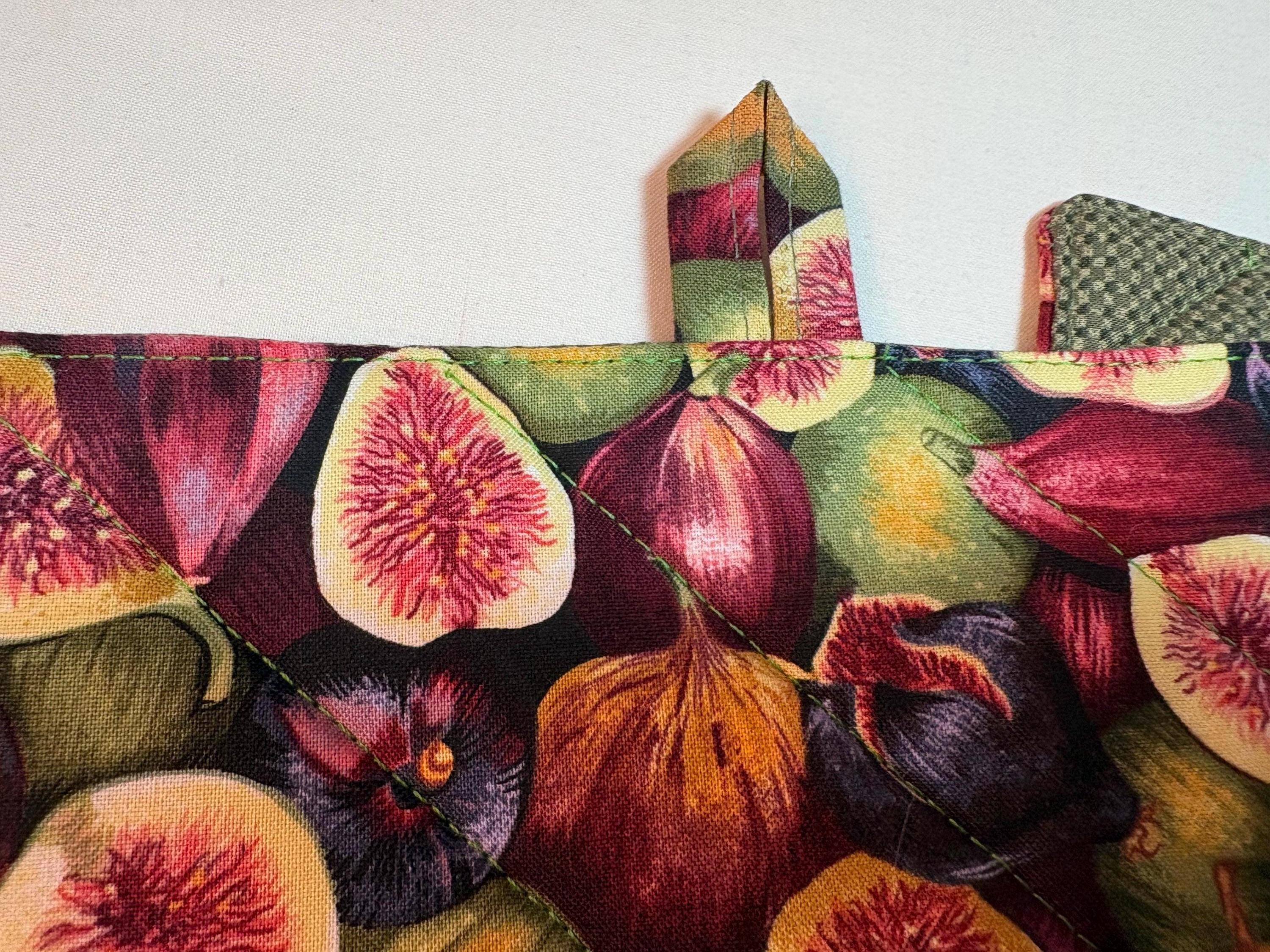 Pair Fig potholders 8.25” homemade quilted gift view 3