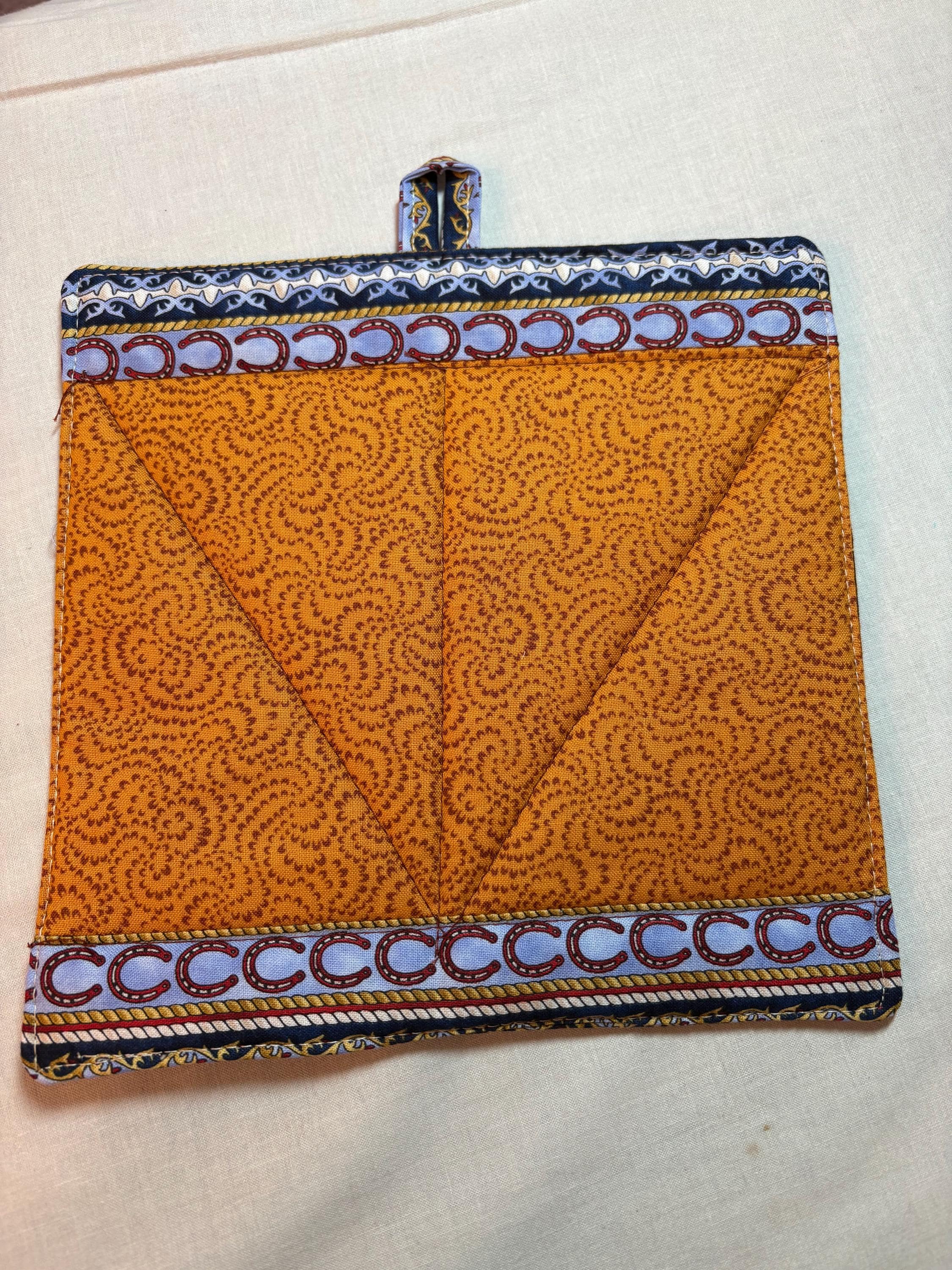 Single Horse Western potholder,8" homemade quilted view 2