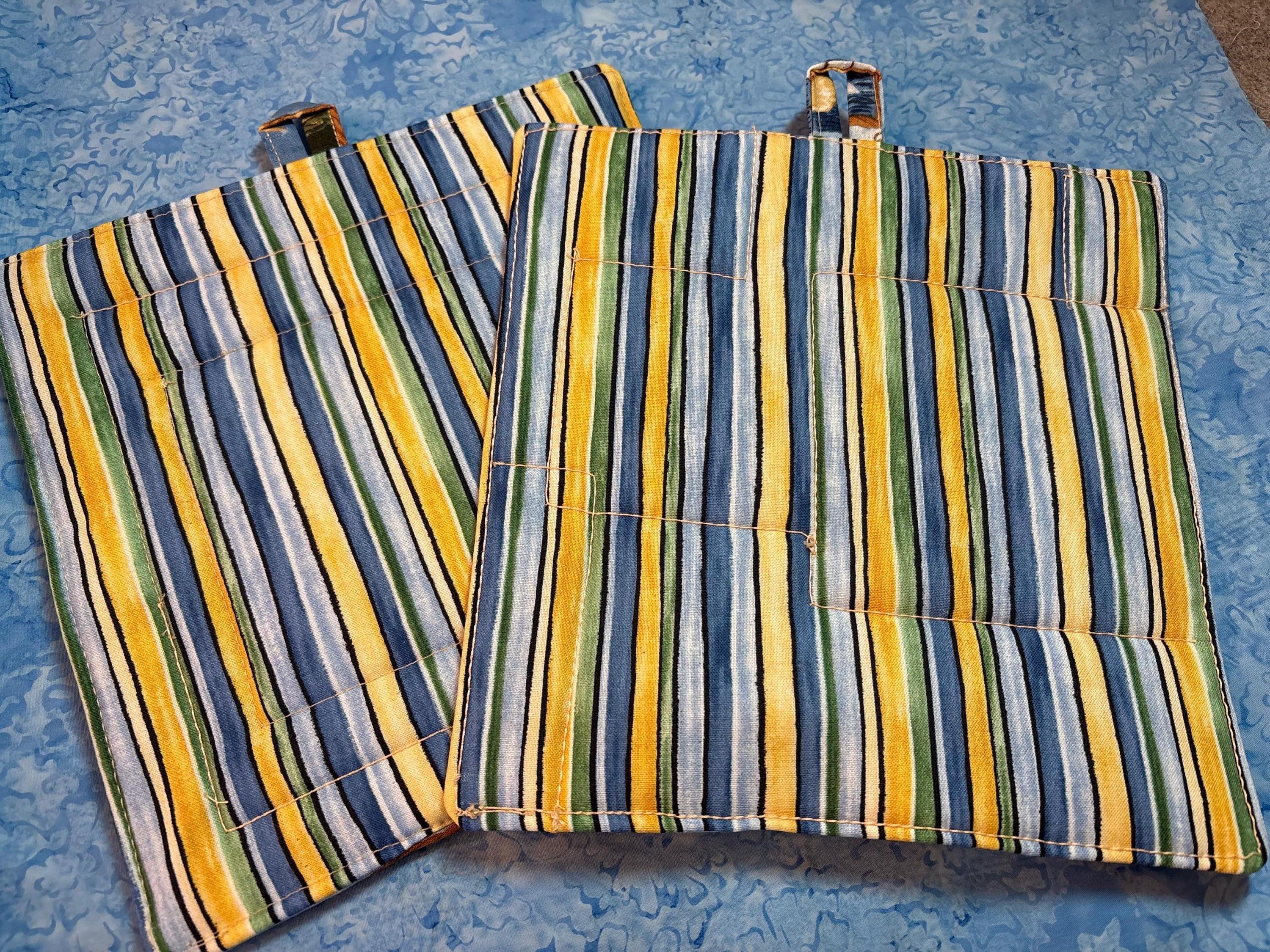 Pair lighthouse beach potholders, 8.25” homemade quilted gift view 4
