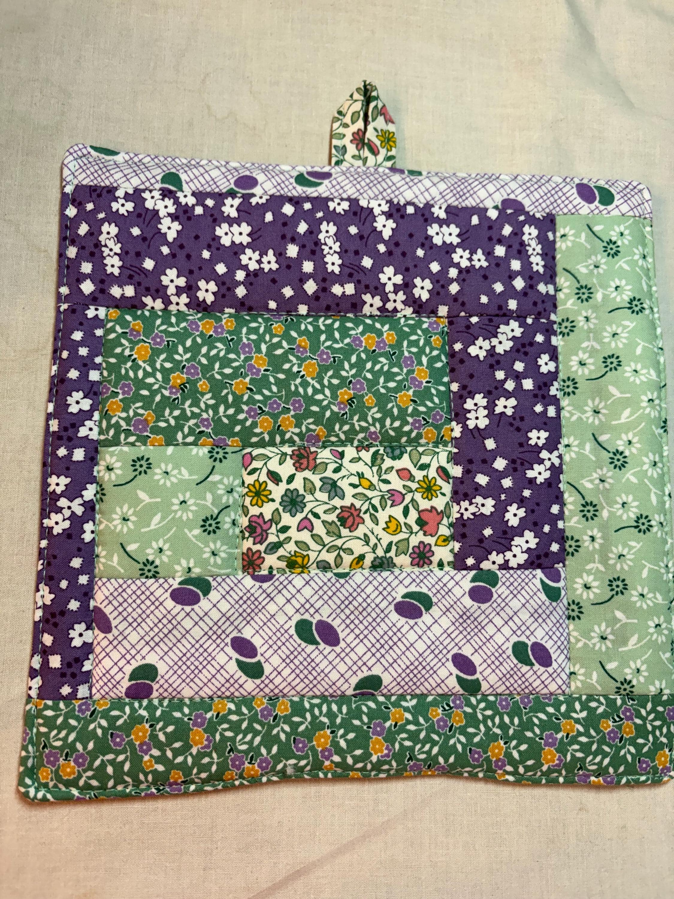 Retro Repoduction 30's fabric potholders, Pair (2) Homemade quilted kitchen gift view 2