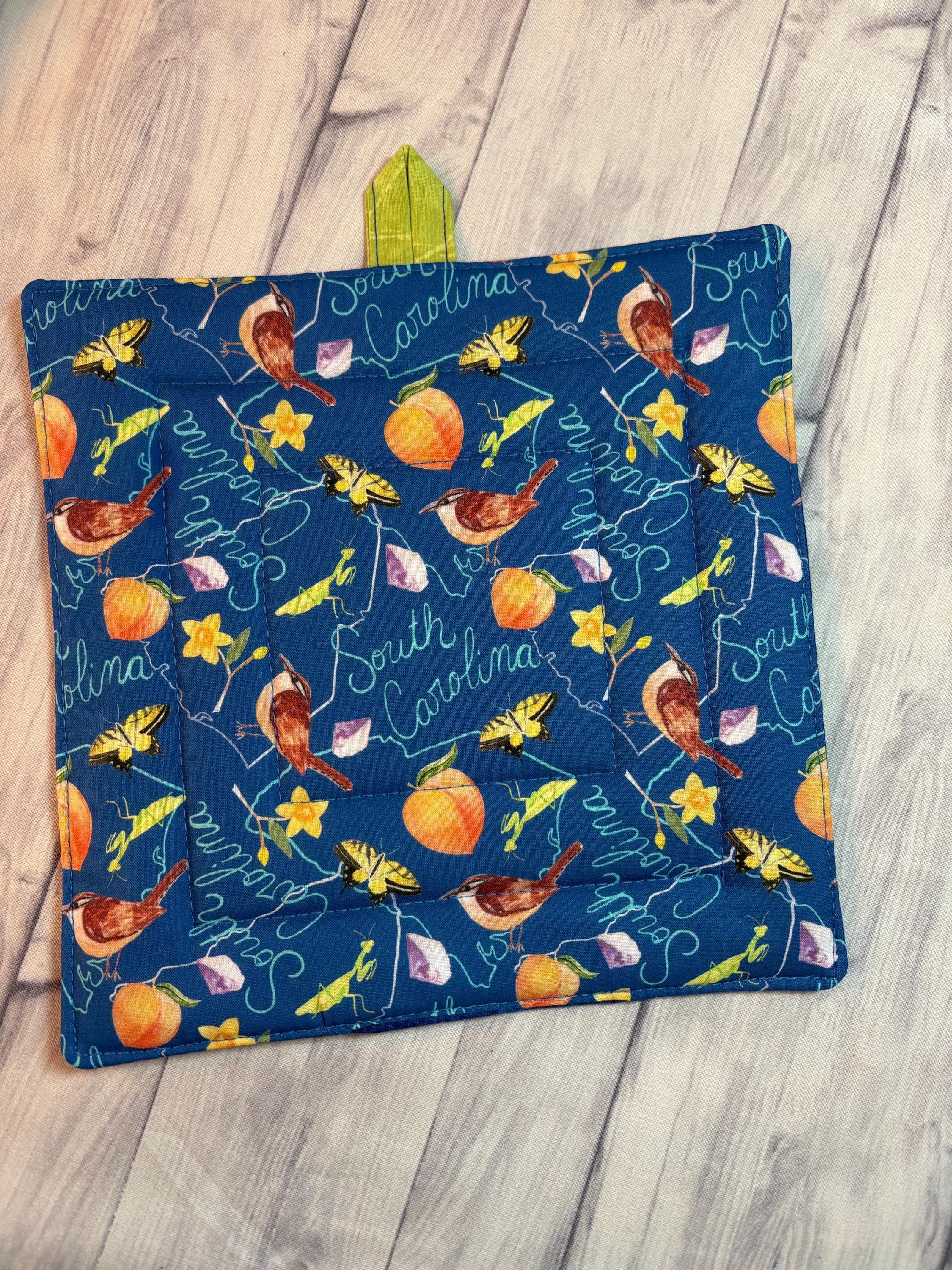 Single South Carolina state potholder 8.25” homemade quilted gift