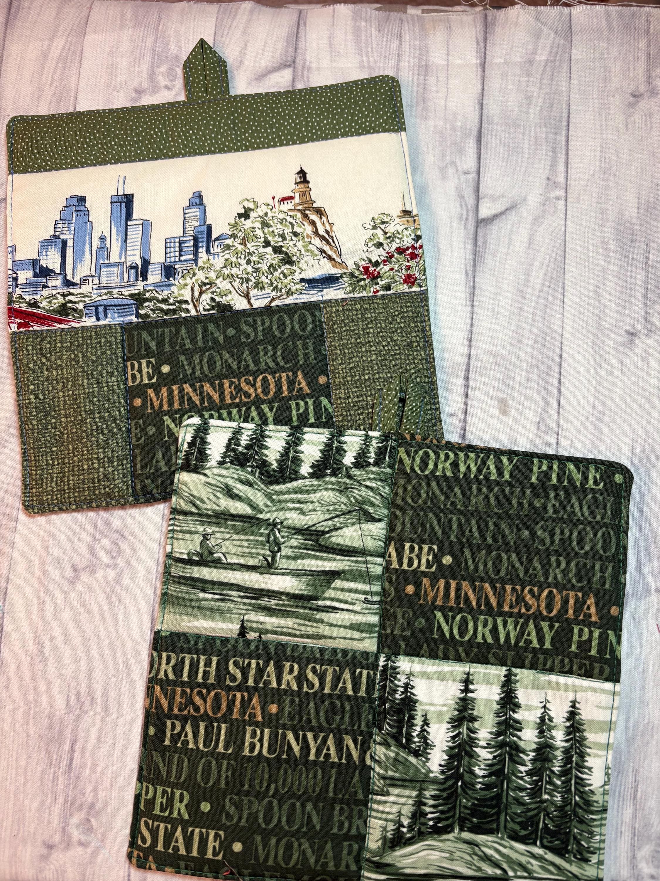Pair (2) Minnesota theme potholders 8.25” homemade quilted gift