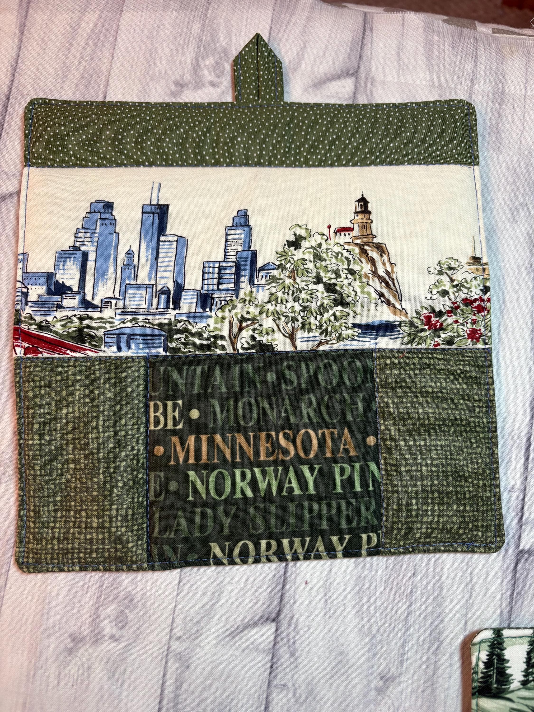 Pair (2) Minnesota theme potholders 8.25” homemade quilted gift view 2