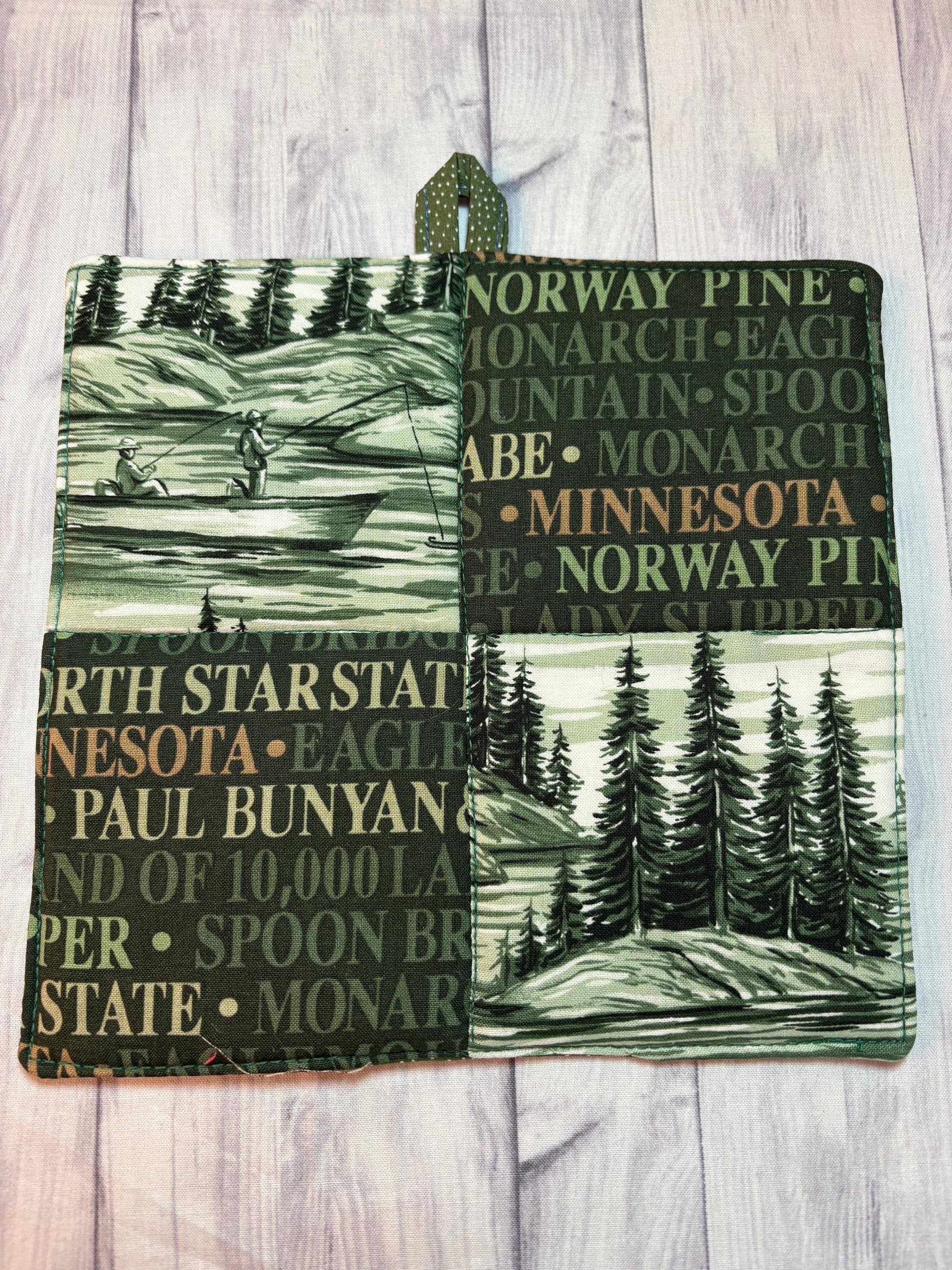 Pair (2) Minnesota theme potholders 8.25” homemade quilted gift view 3