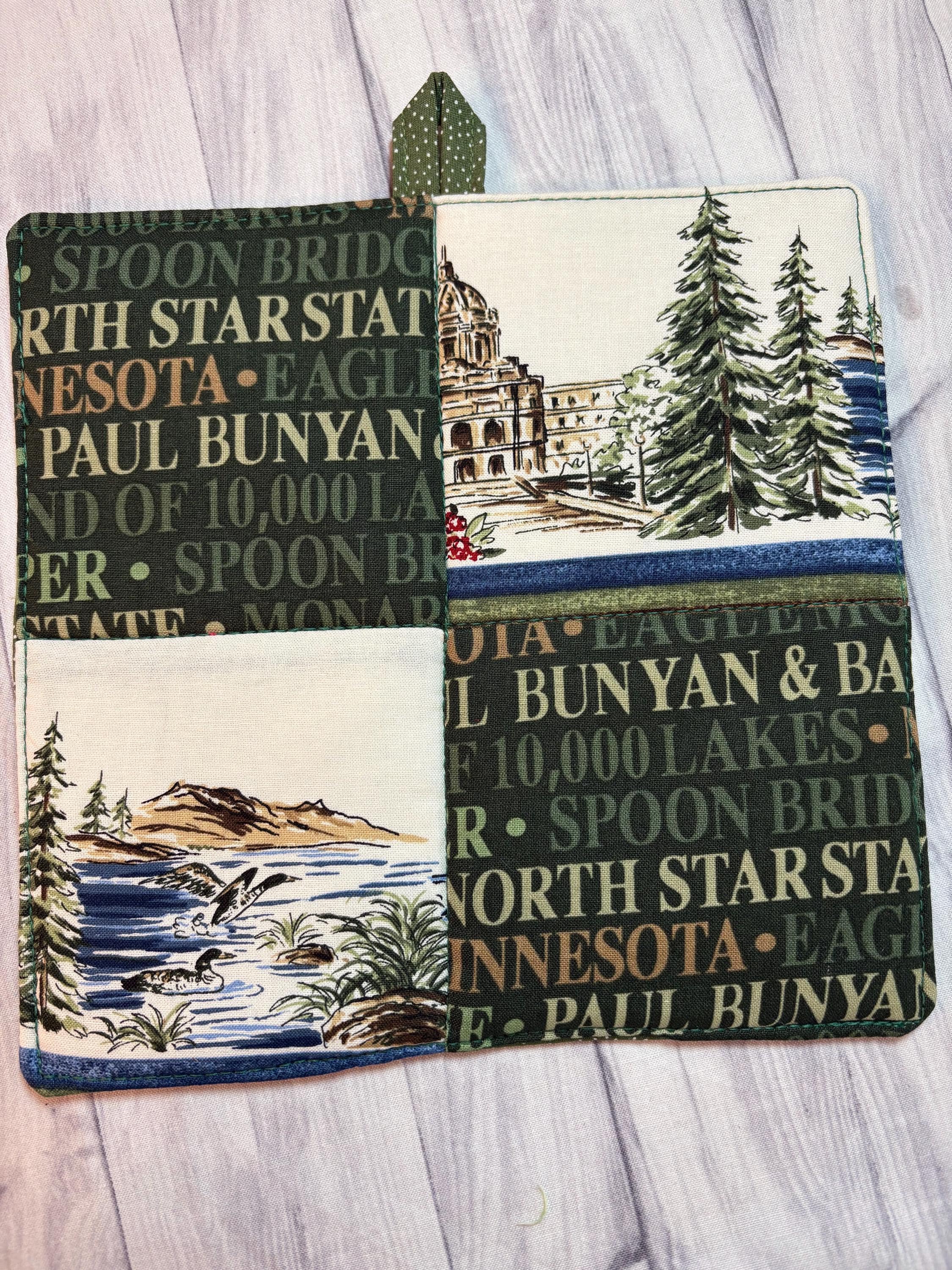 Pair (2) Minnesota theme potholders 8.25” homemade quilted gift view 6