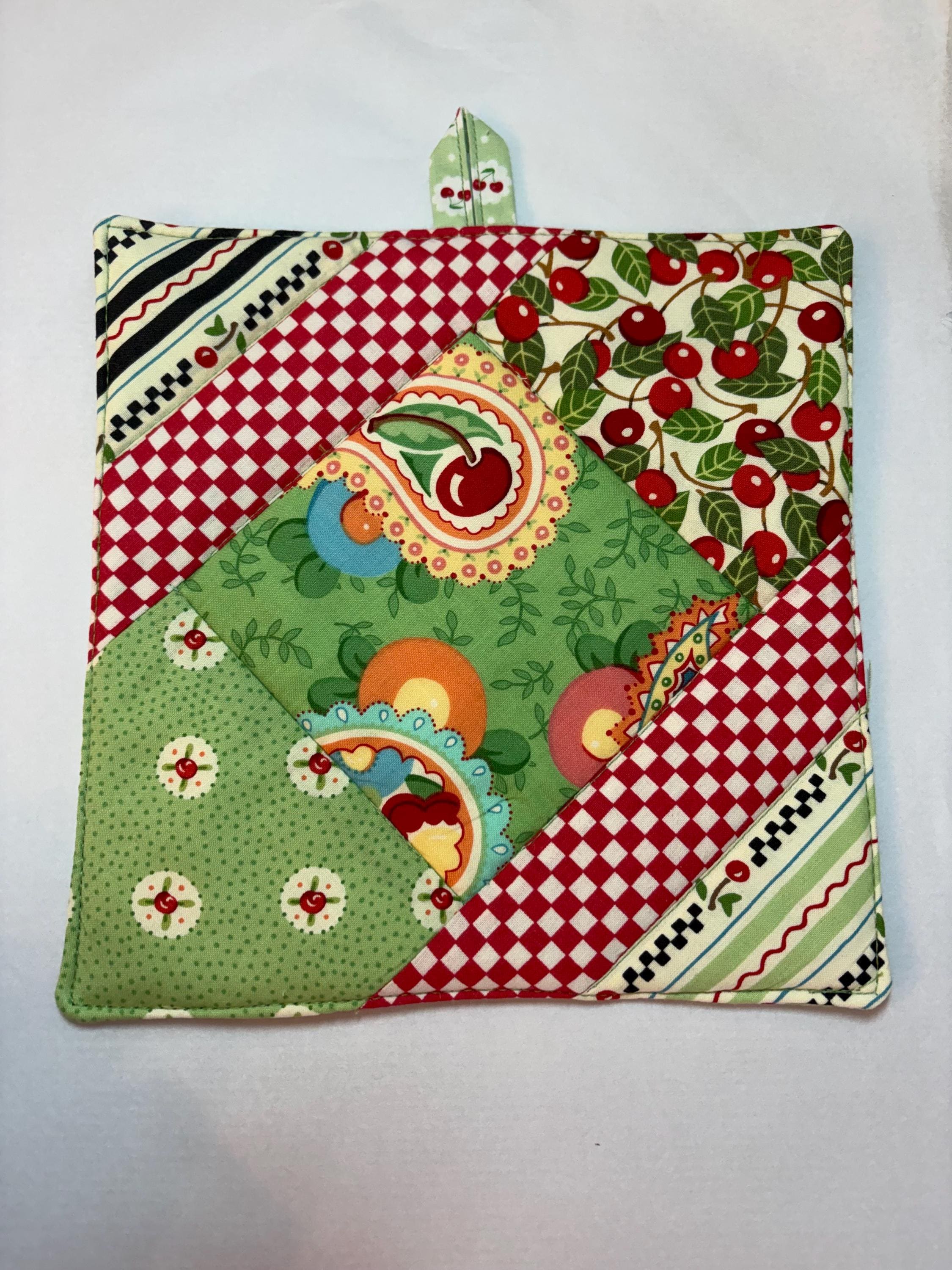 Pair (2) Mary Engelbreit potholders, 8” homemade quilted view 2