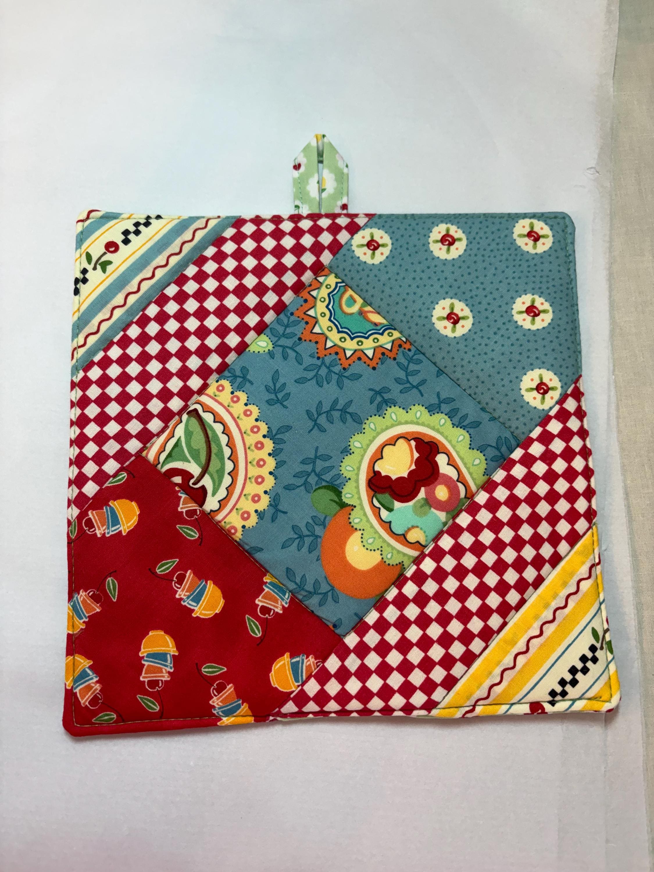 Pair (2) Mary Engelbreit potholders, 8” homemade quilted view 4