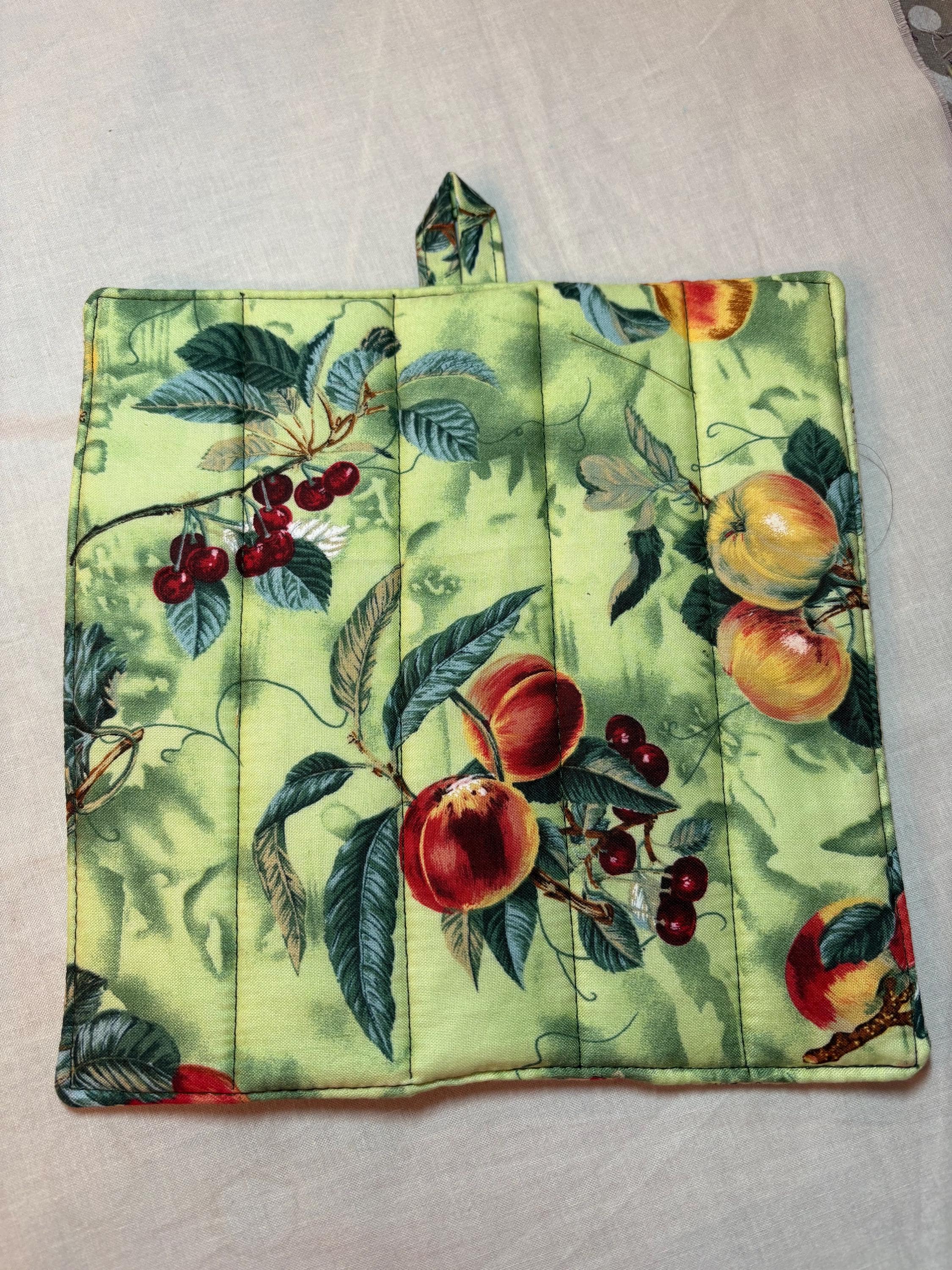 Kitchen Foodie Chef homemade gift Pair of fruit potholders, 8” quilted view 3