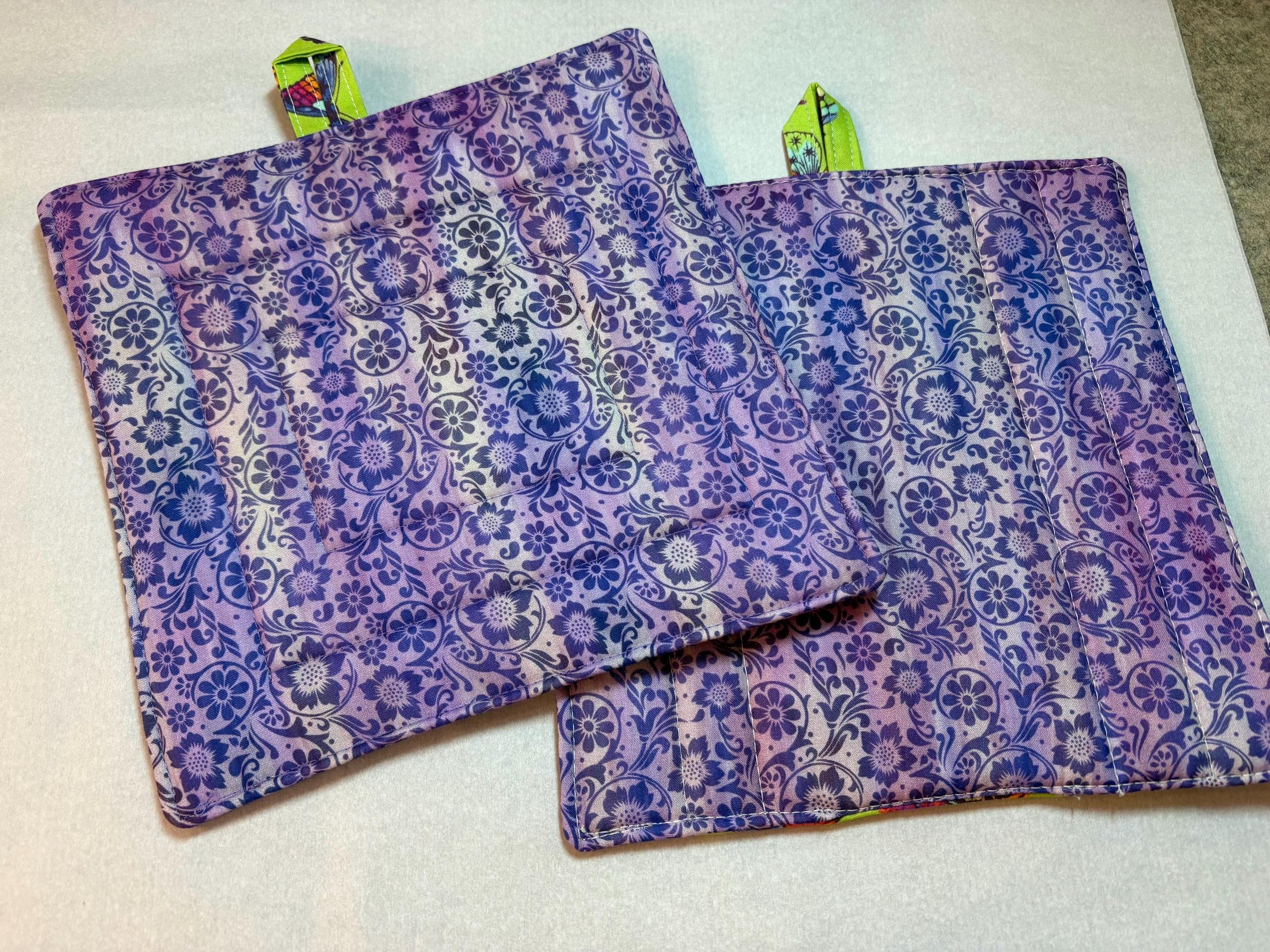 Pair butterfly potholders 8.25” homemade quilted gift view 3