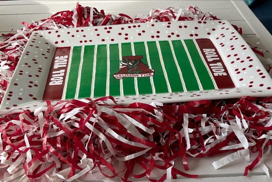 Alabama Crimson Tide Hand-Painted Ceramic Serving Platter (10x14), view 3
