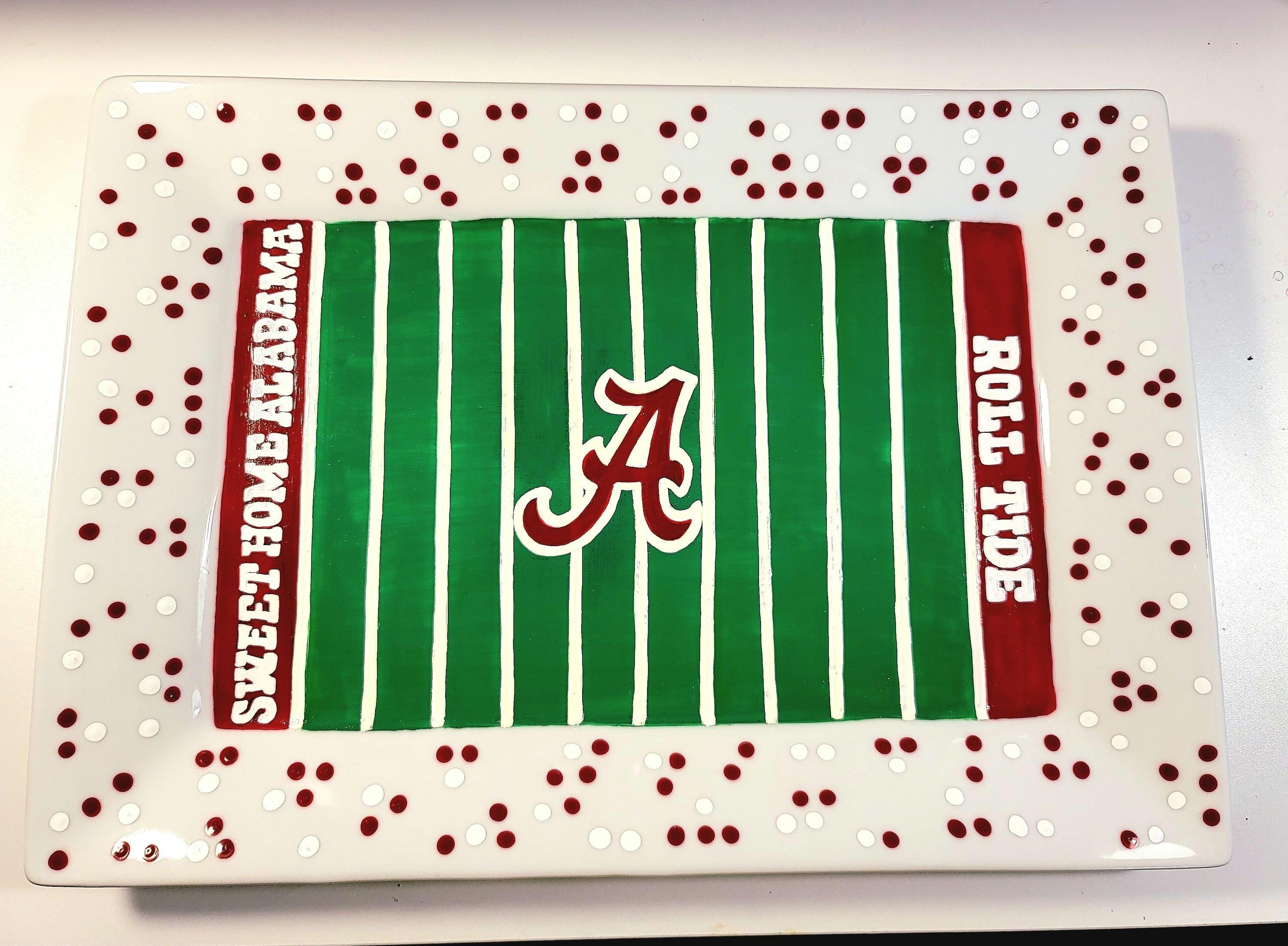 Alabama Crimson Tide Hand-Painted Football Field Platter, view 2