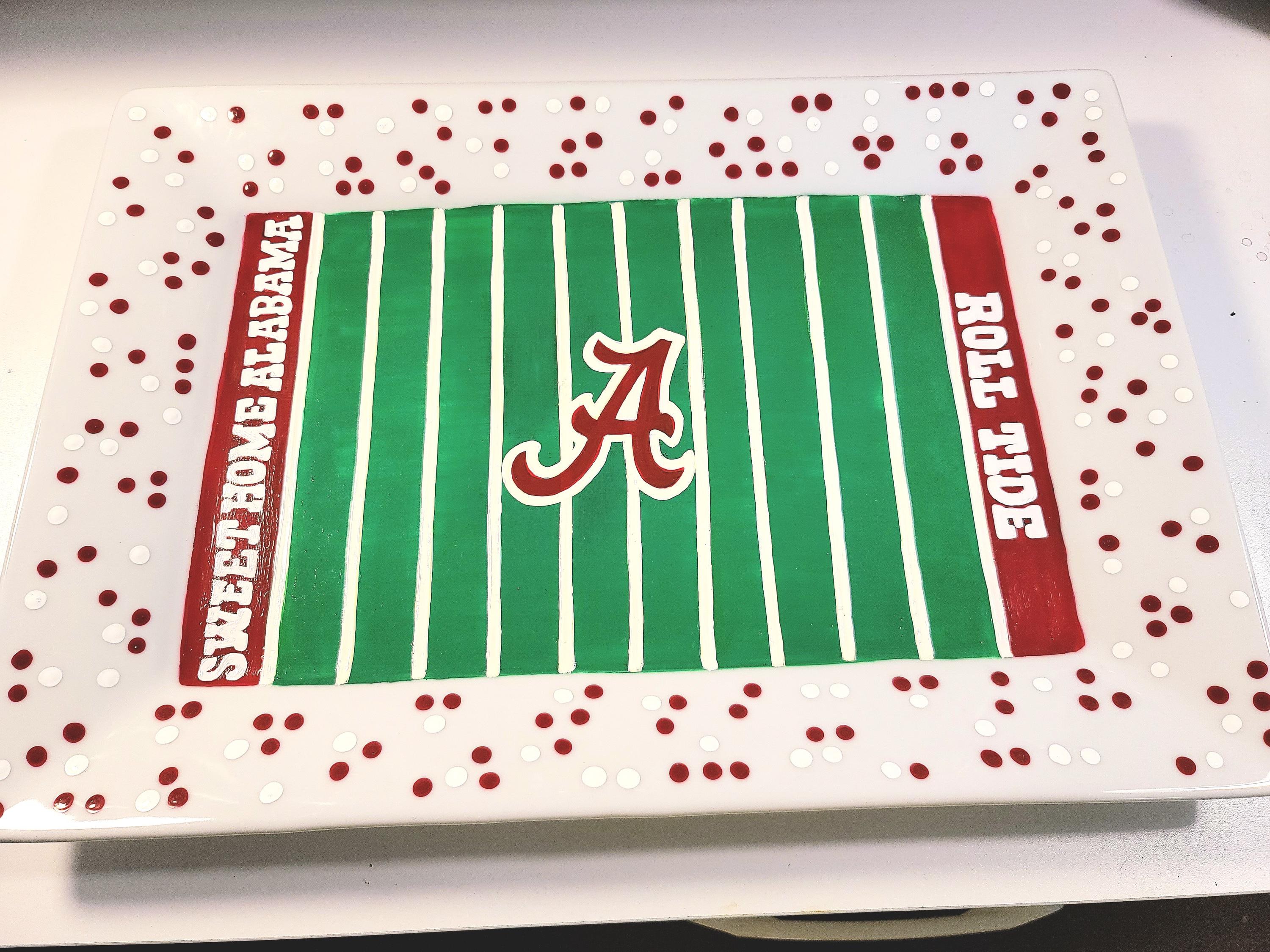 Alabama Crimson Tide Hand-Painted Football Field Platter, view 3