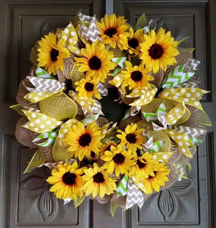 Fall Sunflower Deco Mesh Wreath, view 2