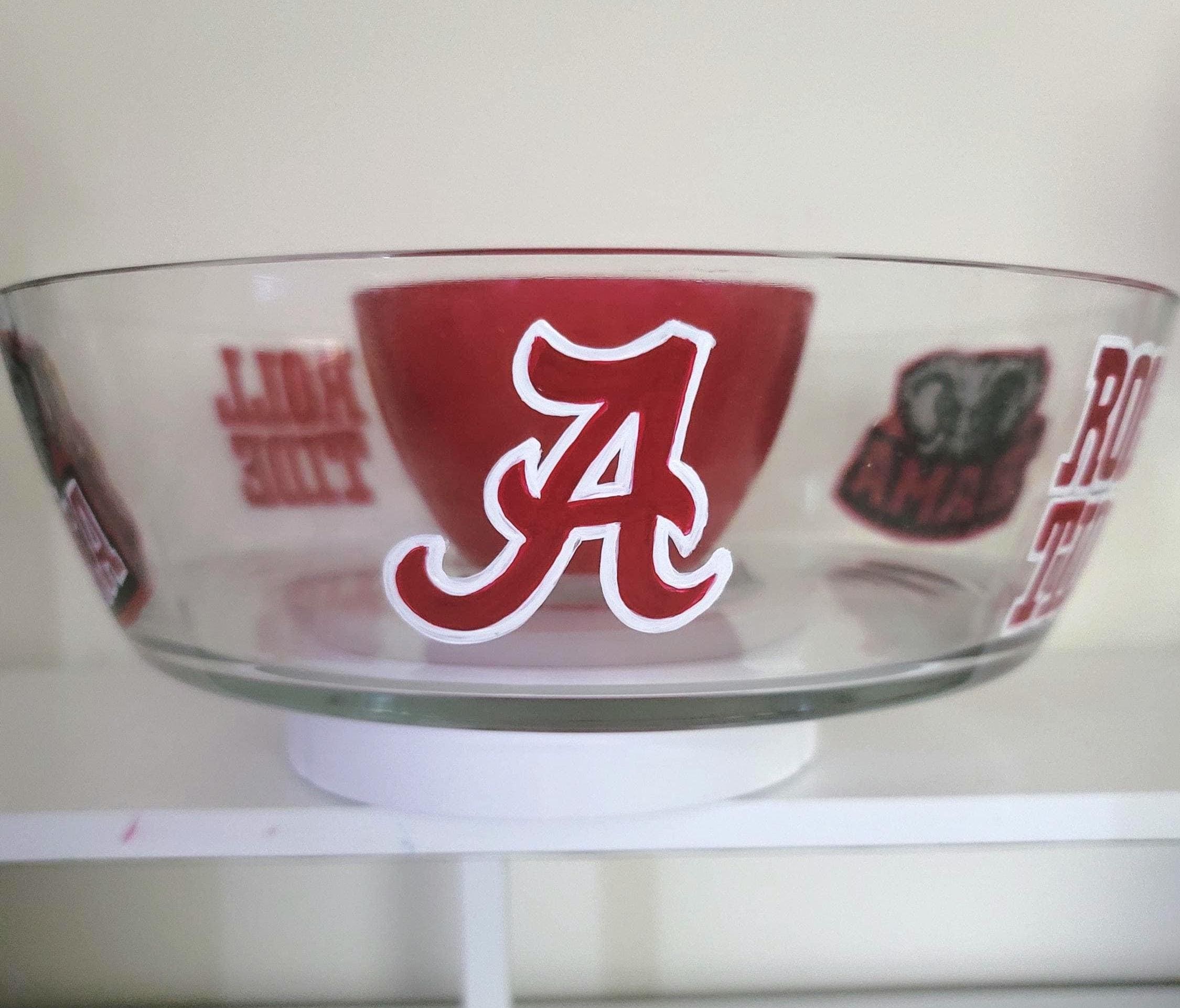 Hand Painted Alabama Crimson Tide Chip and Dip Bowl