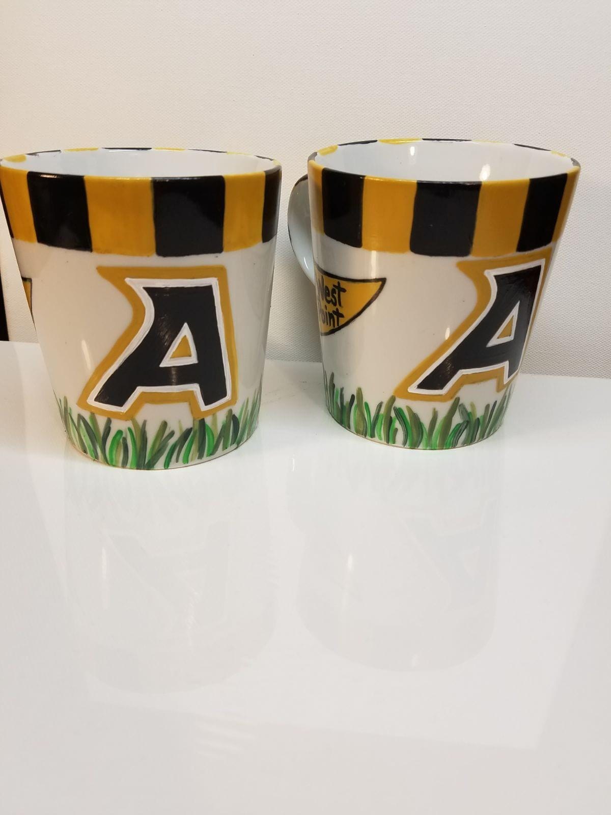 Hand Painted Army Coffee Mugs - Set of Two, Ceramic