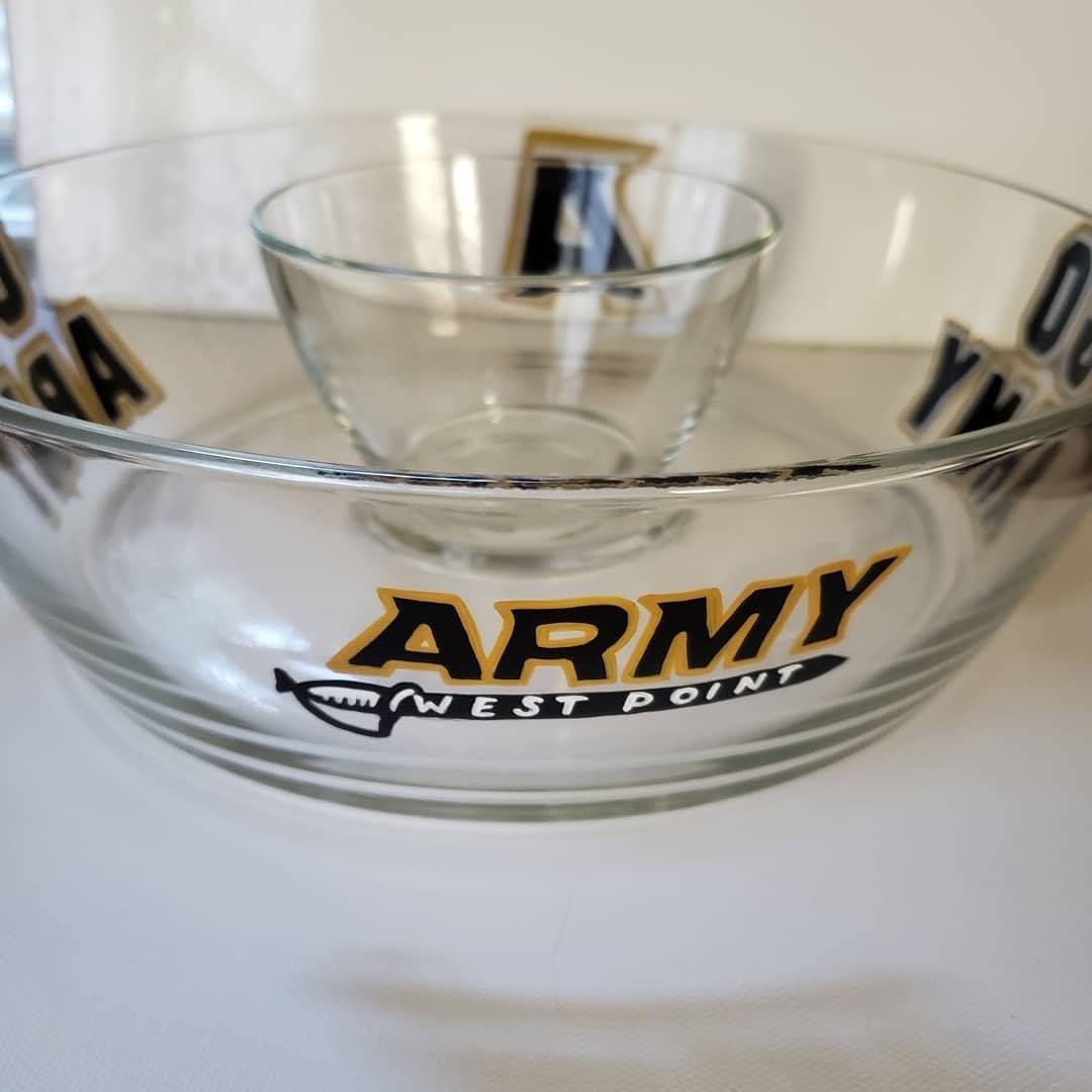 Hand Painted Army Glass Dip and Chip Bowl, view 2