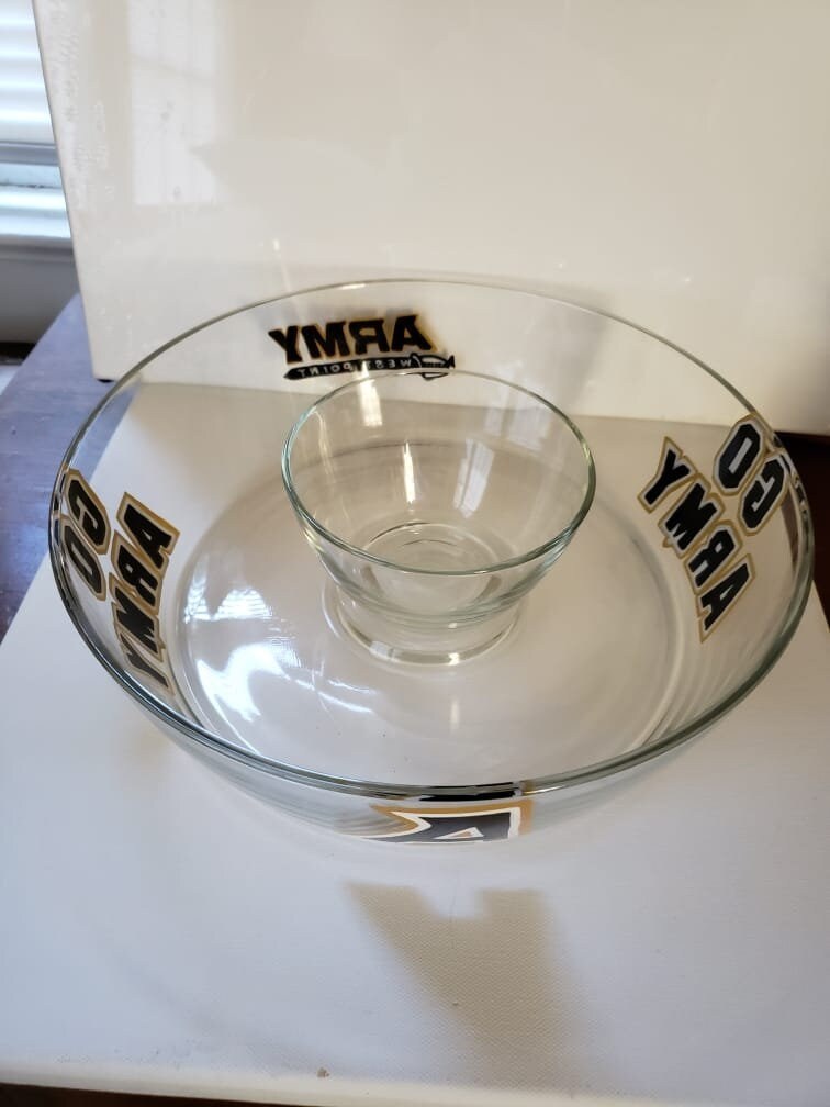 Hand Painted Army Glass Dip and Chip Bowl, view 3