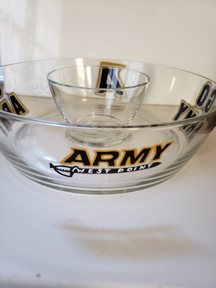 Hand Painted Army Glass Dip and Chip Bowl, view 4