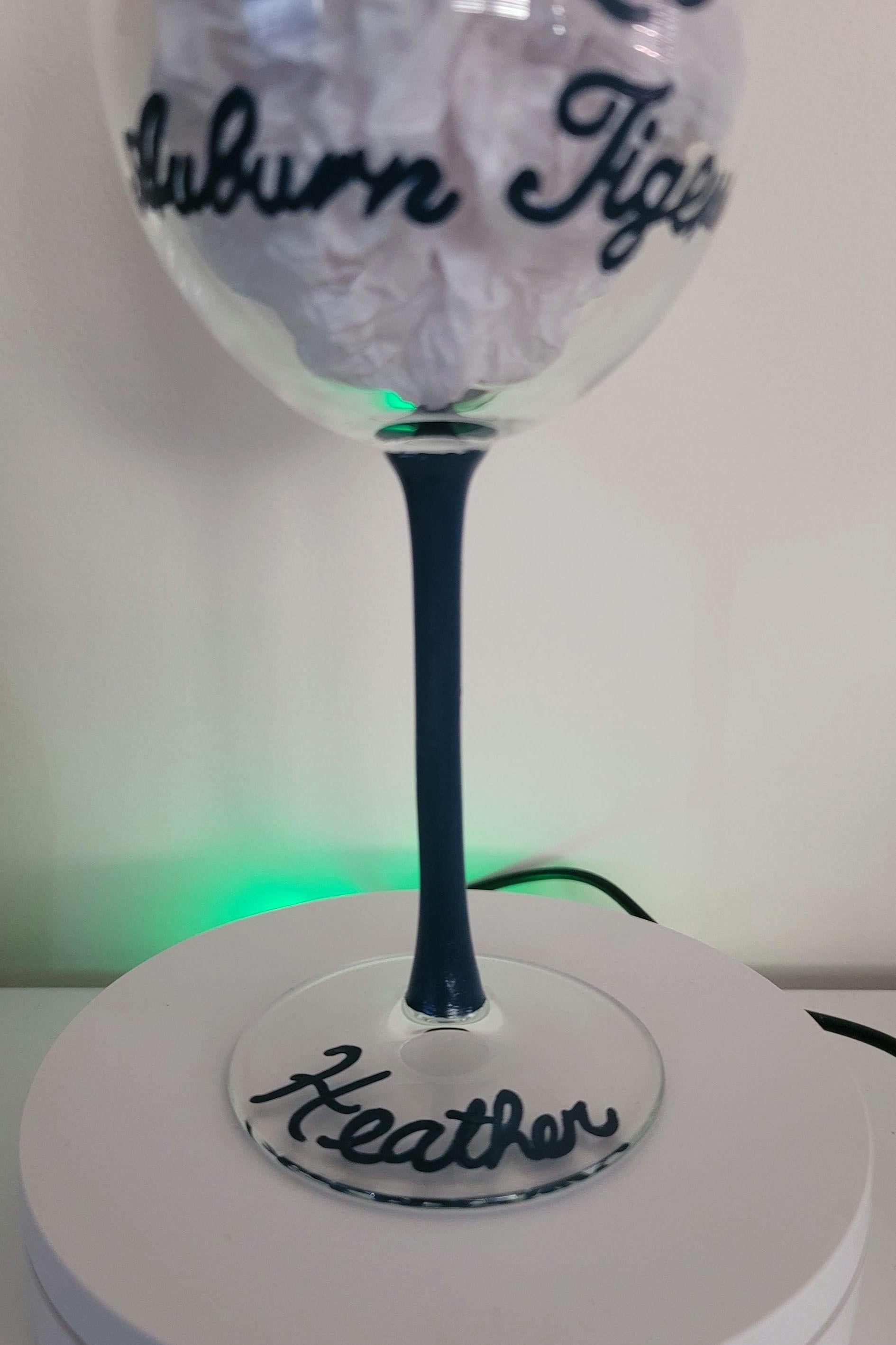 Hand Painted Aubie Wine Glass, College Graduation Gift, view 4