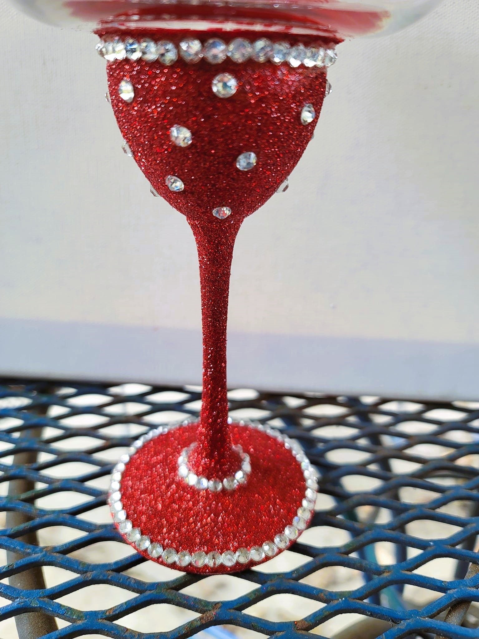 Hand Painted Bling Alabama Crimson Tide Margarita Glass, view 3