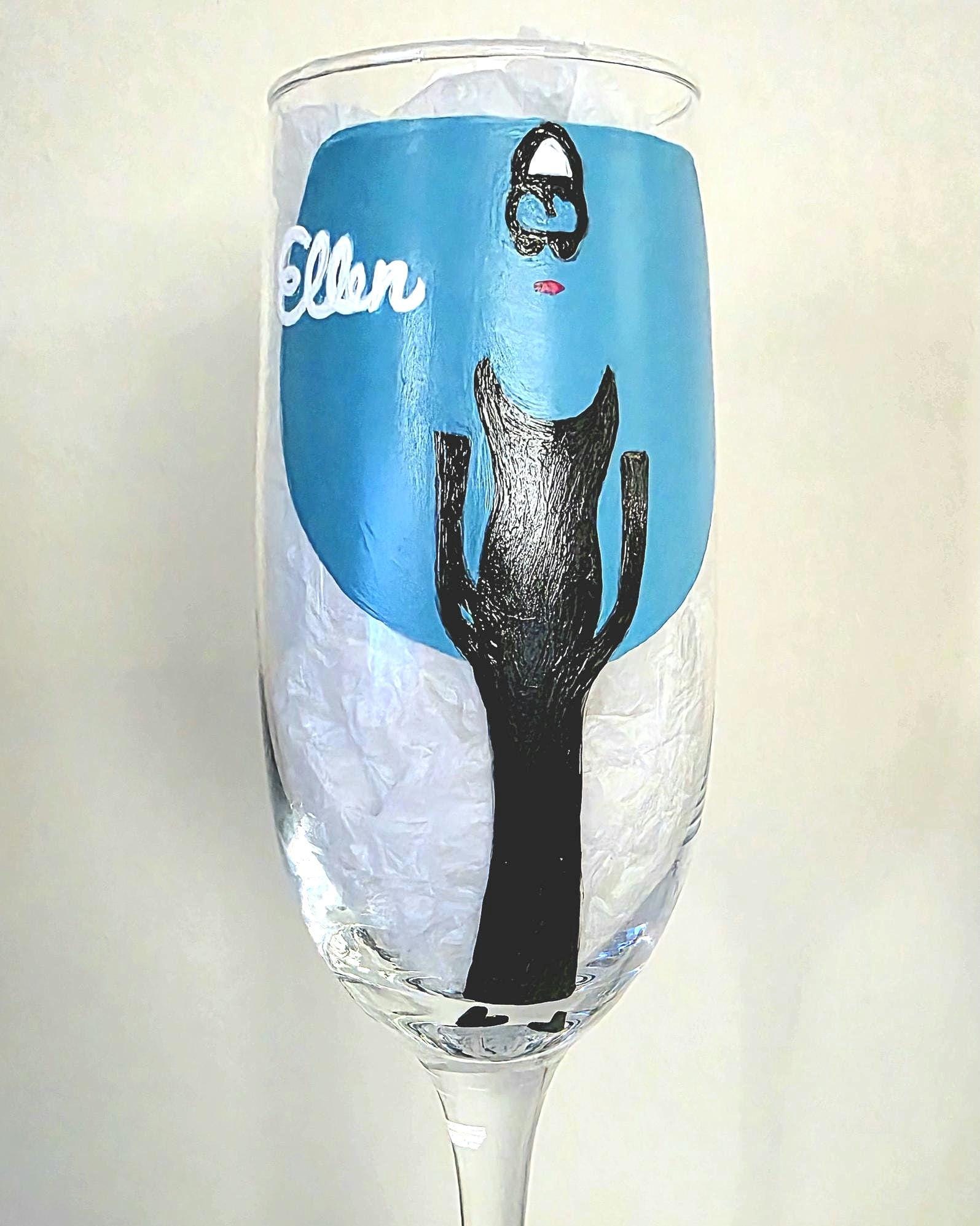 Hand Painted Breakfast at Tiffany's Champagne Glasses, Graduation Gift/Class of 2026/Graduation Tea, view 3