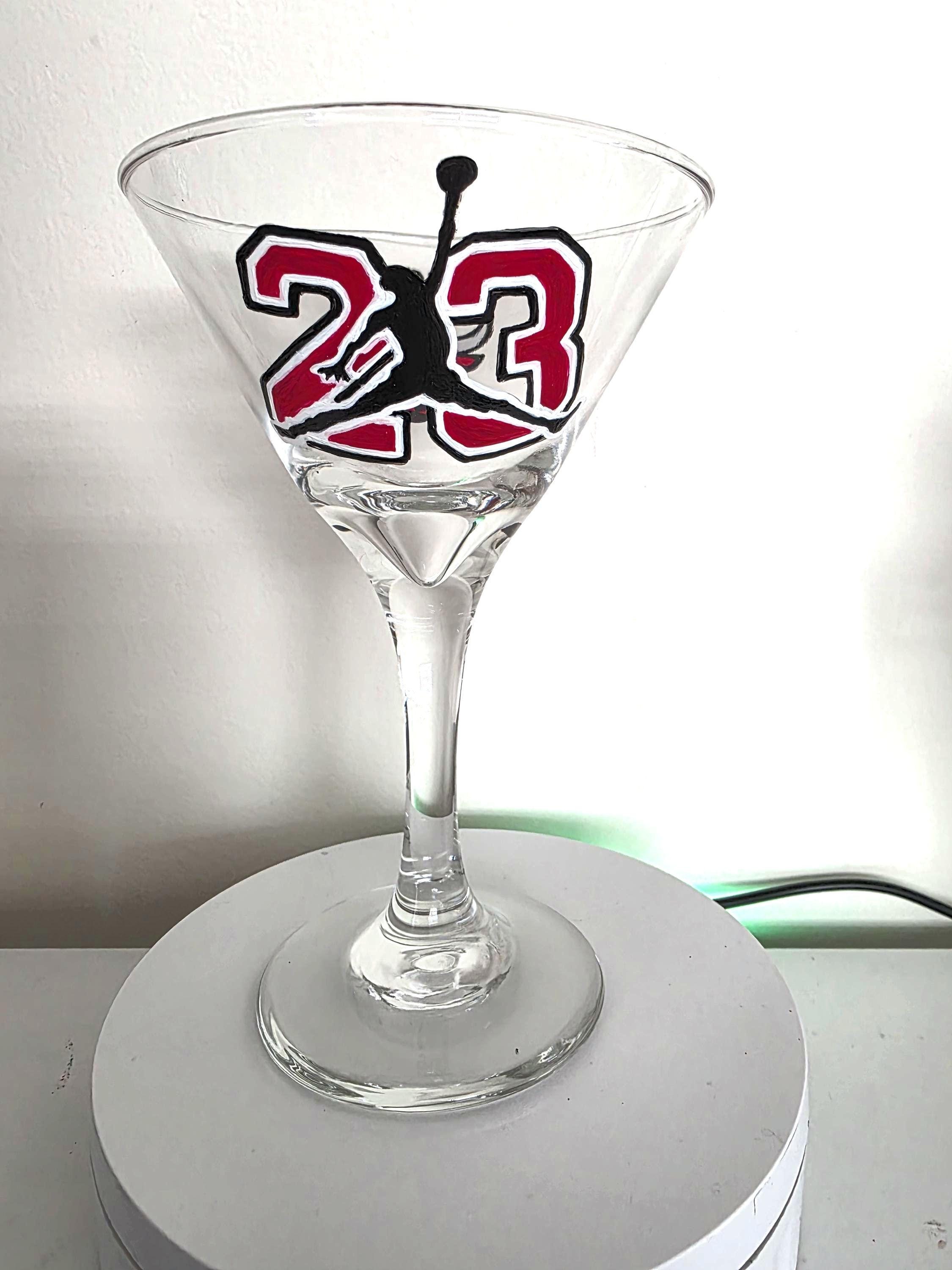 Hand Painted Chicago Bulls Martini Glass – Michael Jordan NBA Barware, view 2