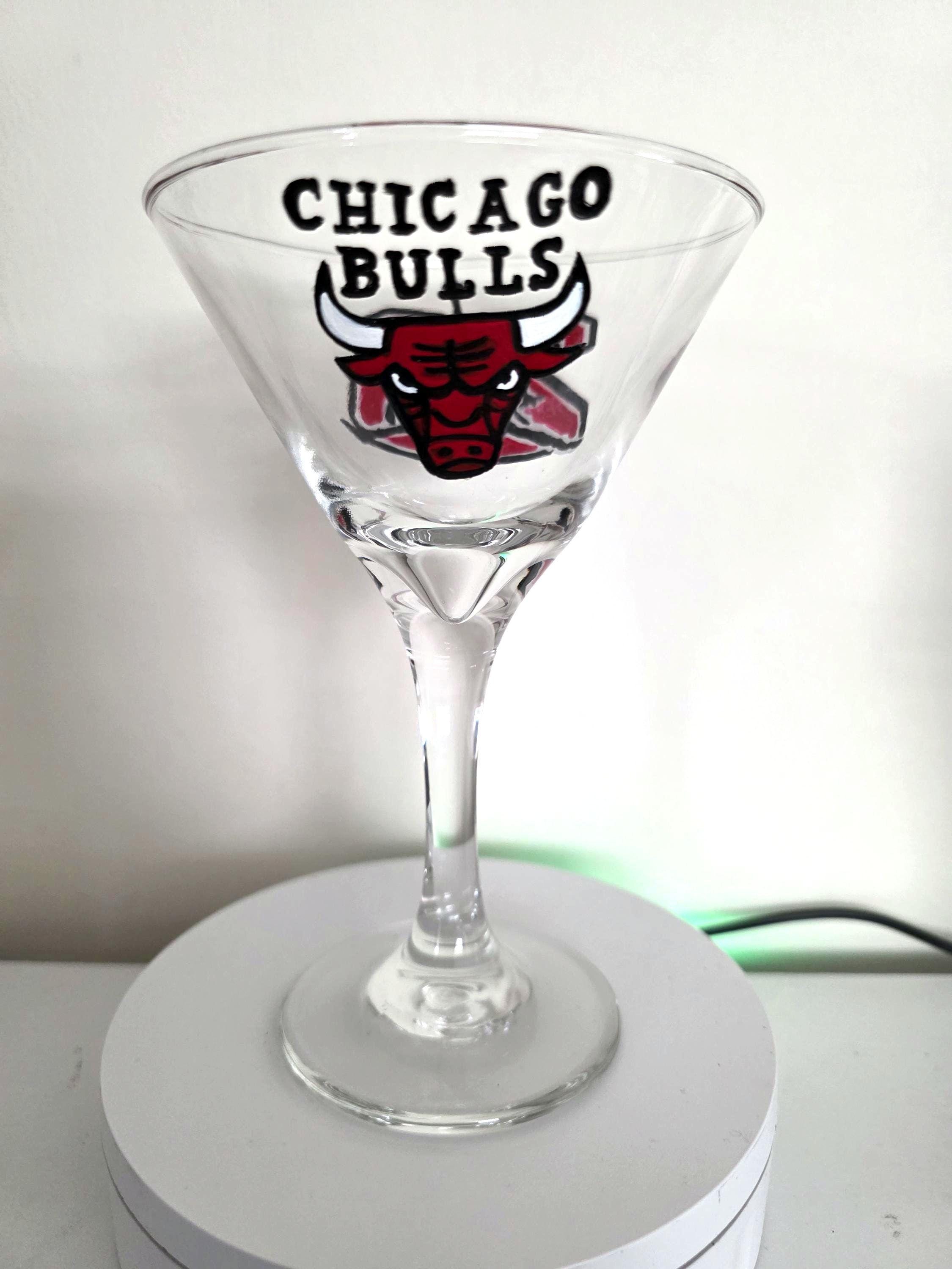 Hand Painted Chicago Bulls Martini Glass – Michael Jordan NBA Barware, view 3