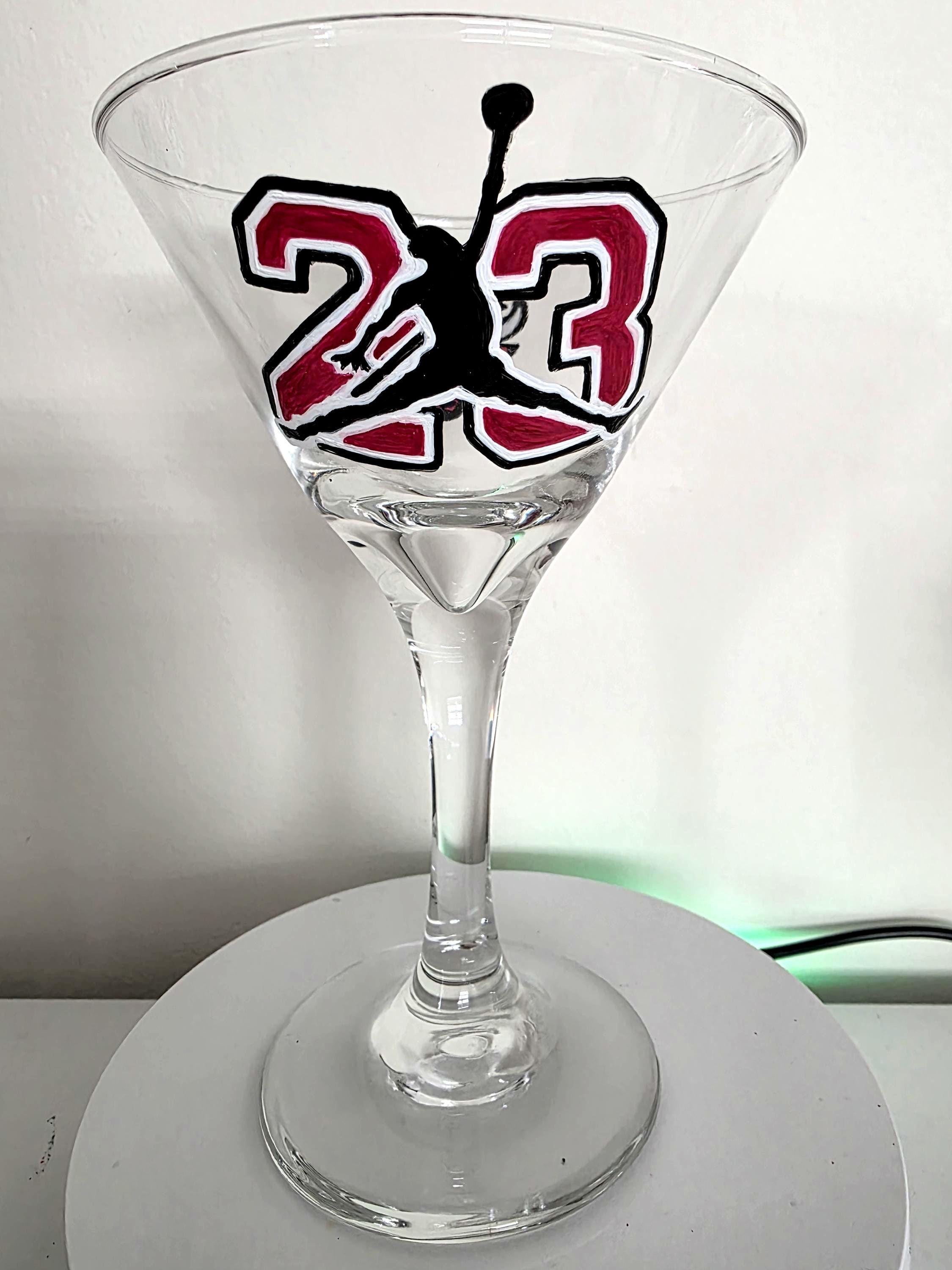 Hand Painted Chicago Bulls Martini Glass – Michael Jordan NBA Barware, view 4