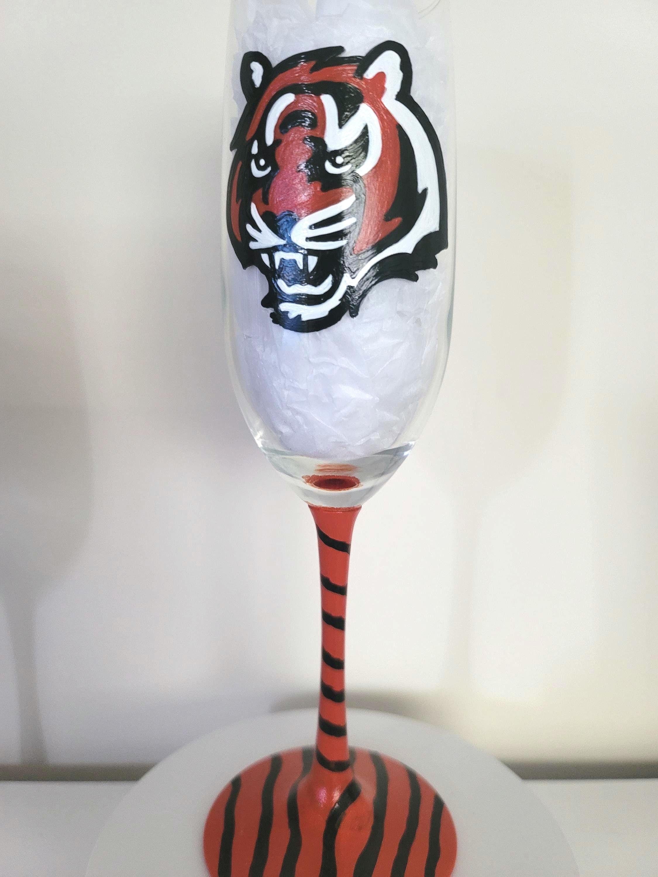 Hand Painted Cincinnati Bengals Champagne Glass, Football Gift, view 5