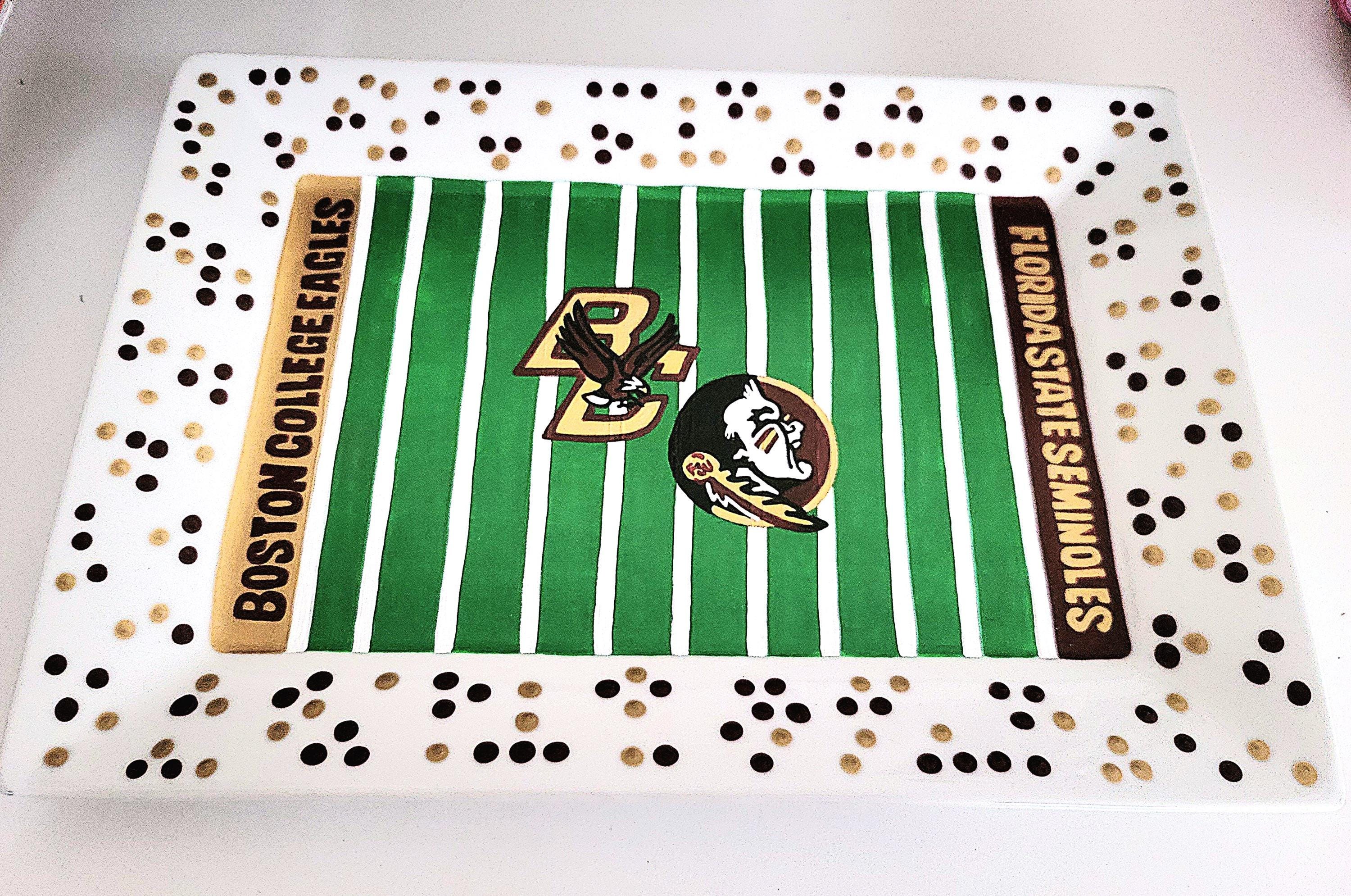 Hand Painted Dual Team Football Field Ceramic Platter (10x14)