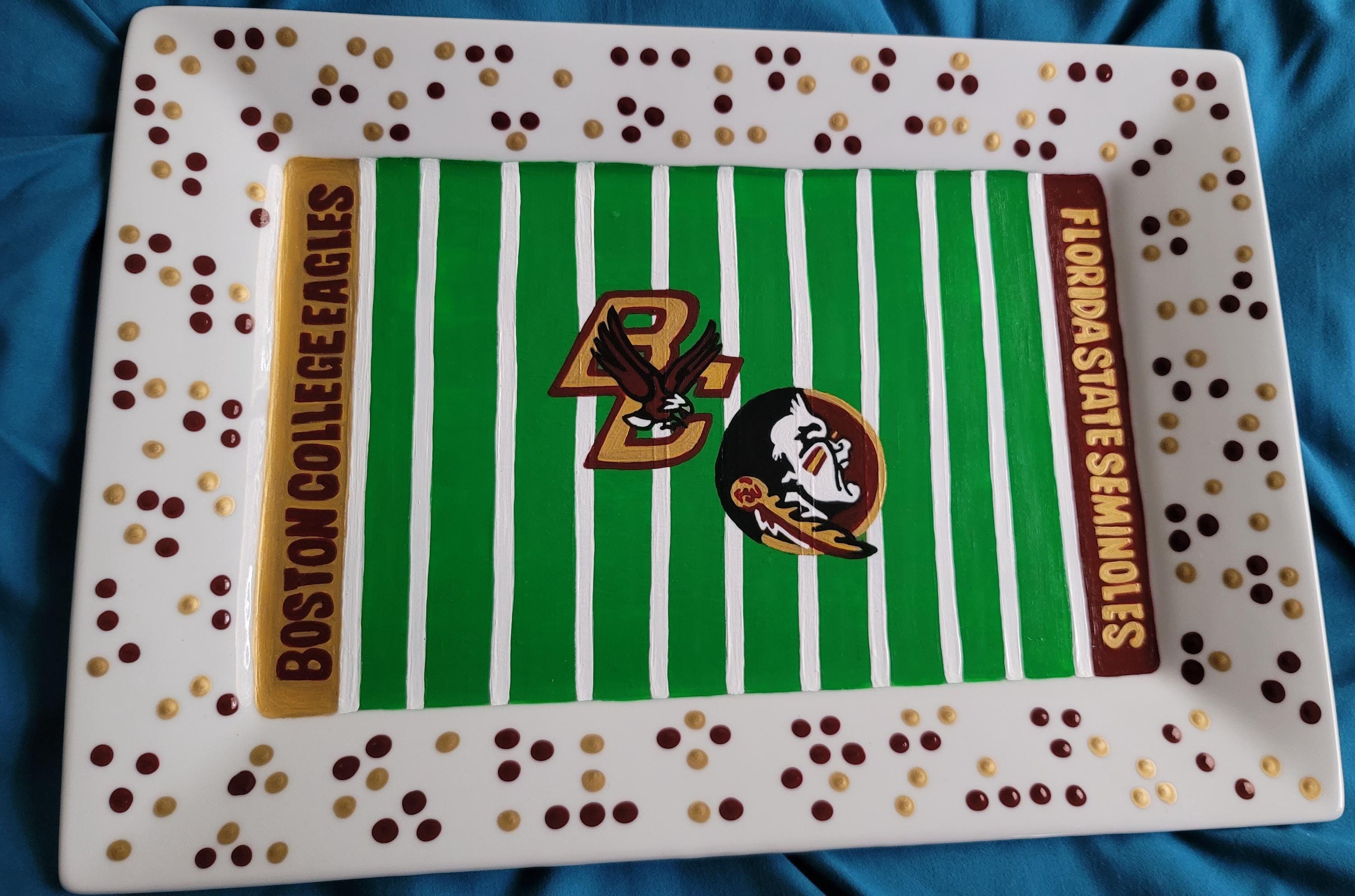 Hand Painted Dual Team Football Field Ceramic Platter (10x14), view 2