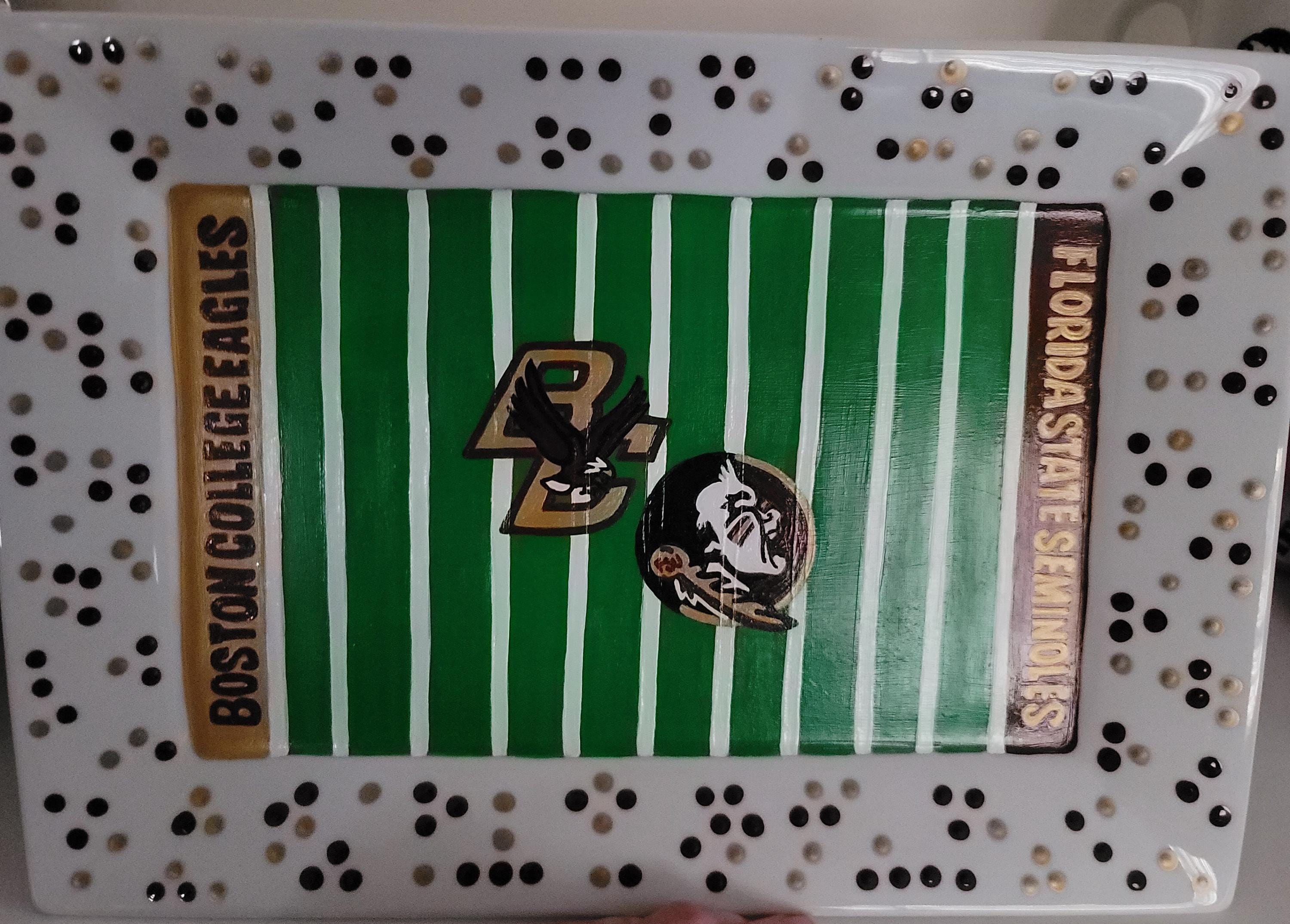 Hand Painted Dual Team Football Field Ceramic Platter (10x14), view 4