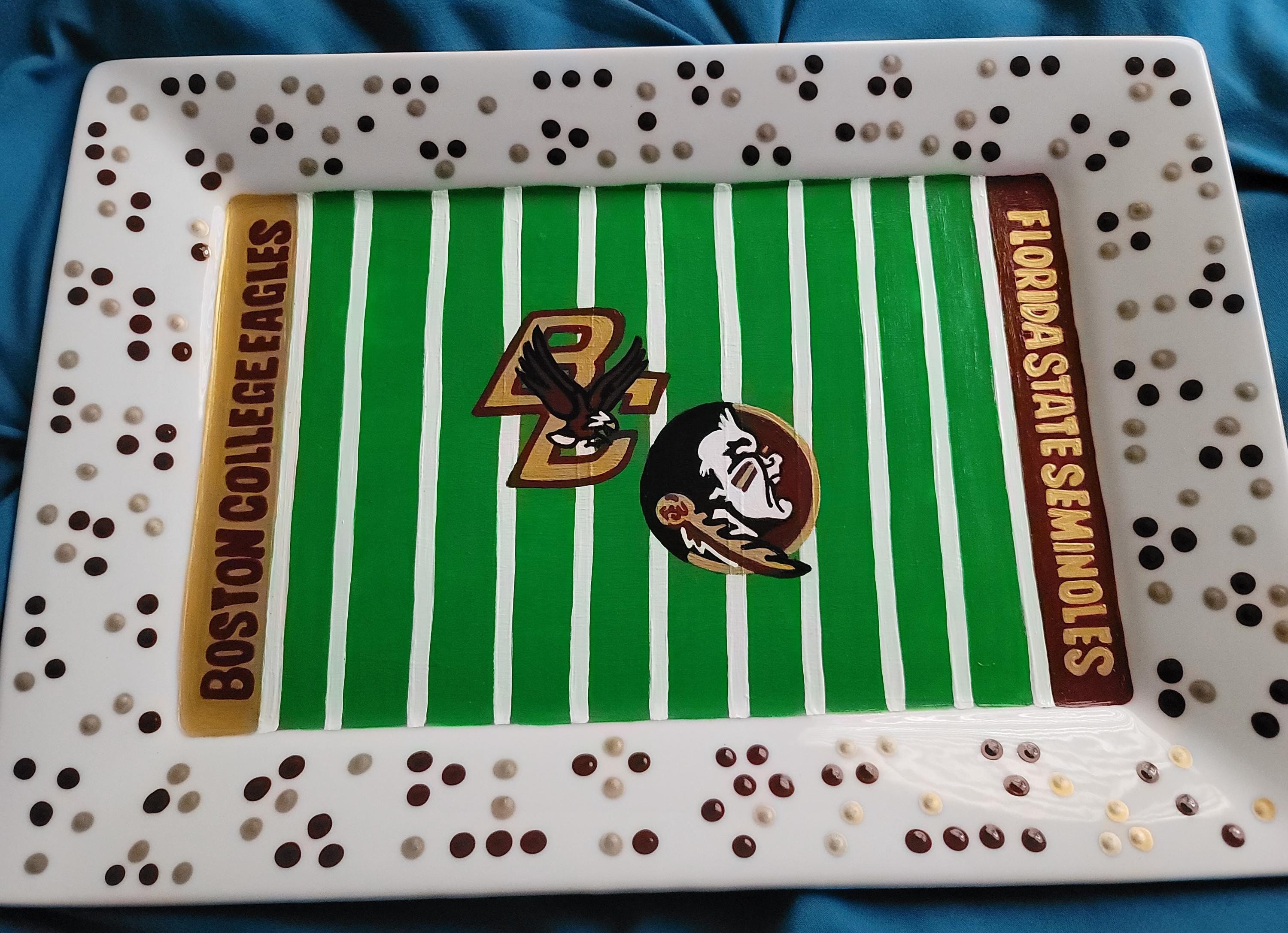 Hand Painted Dual Team Football Field Ceramic Platter (10x14), view 5