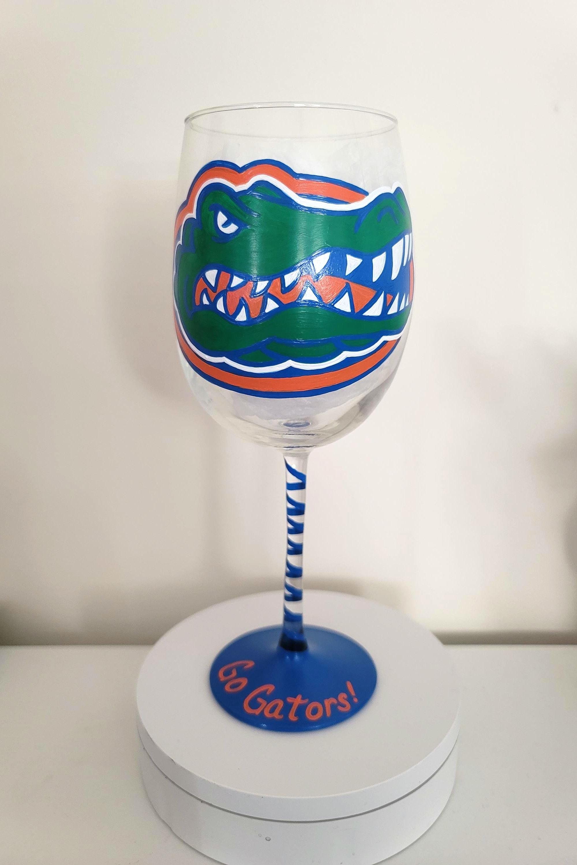 Hand Painted Florida Gators Wine Glass, 18 oz, College Gift, view 2
