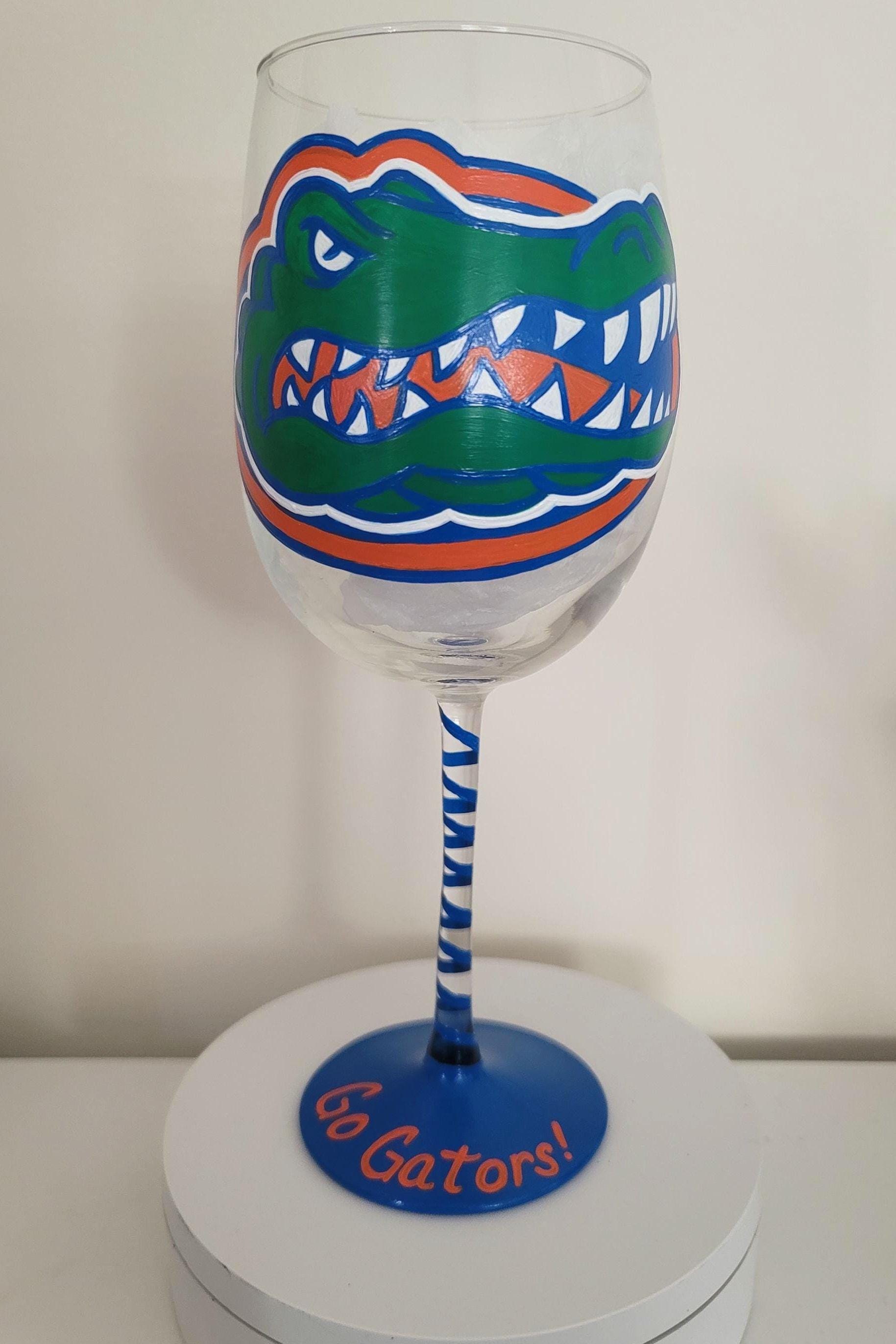 Hand Painted Florida Gators Wine Glass, 18 oz, College Gift, view 3