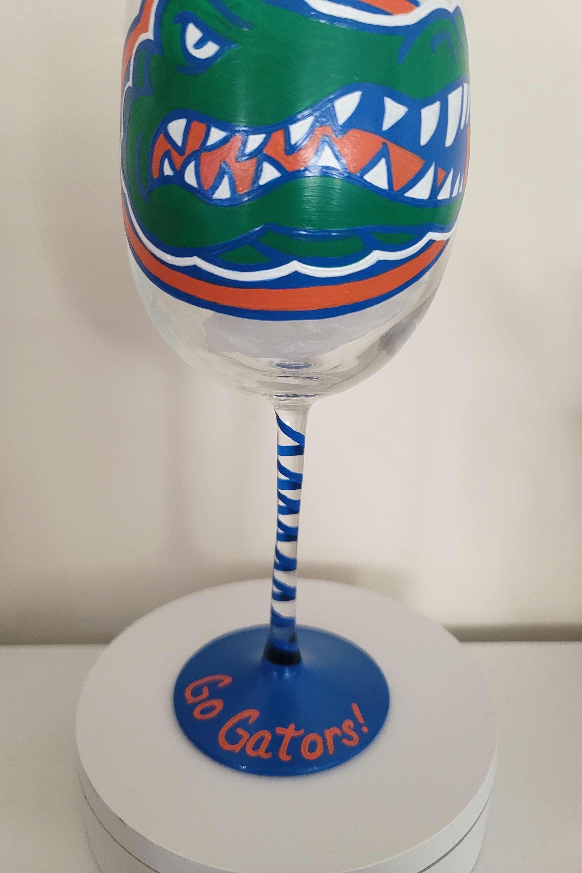 Hand Painted Florida Gators Wine Glass, 18 oz, College Gift, view 4