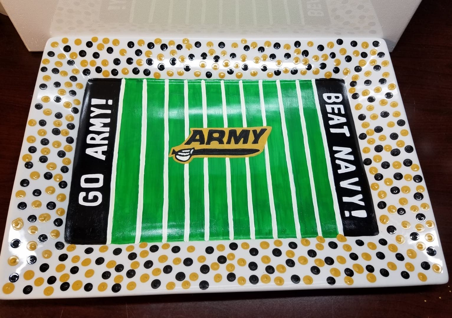 Hand Painted Football Field Serving Platter: Army/Navy, Custom Ceramic