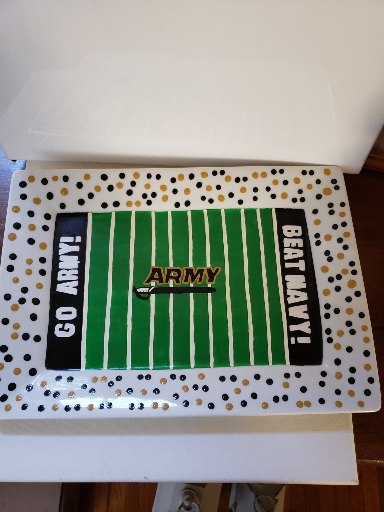 Hand Painted Football Field Serving Platter: Army/Navy, Custom Ceramic, view 2