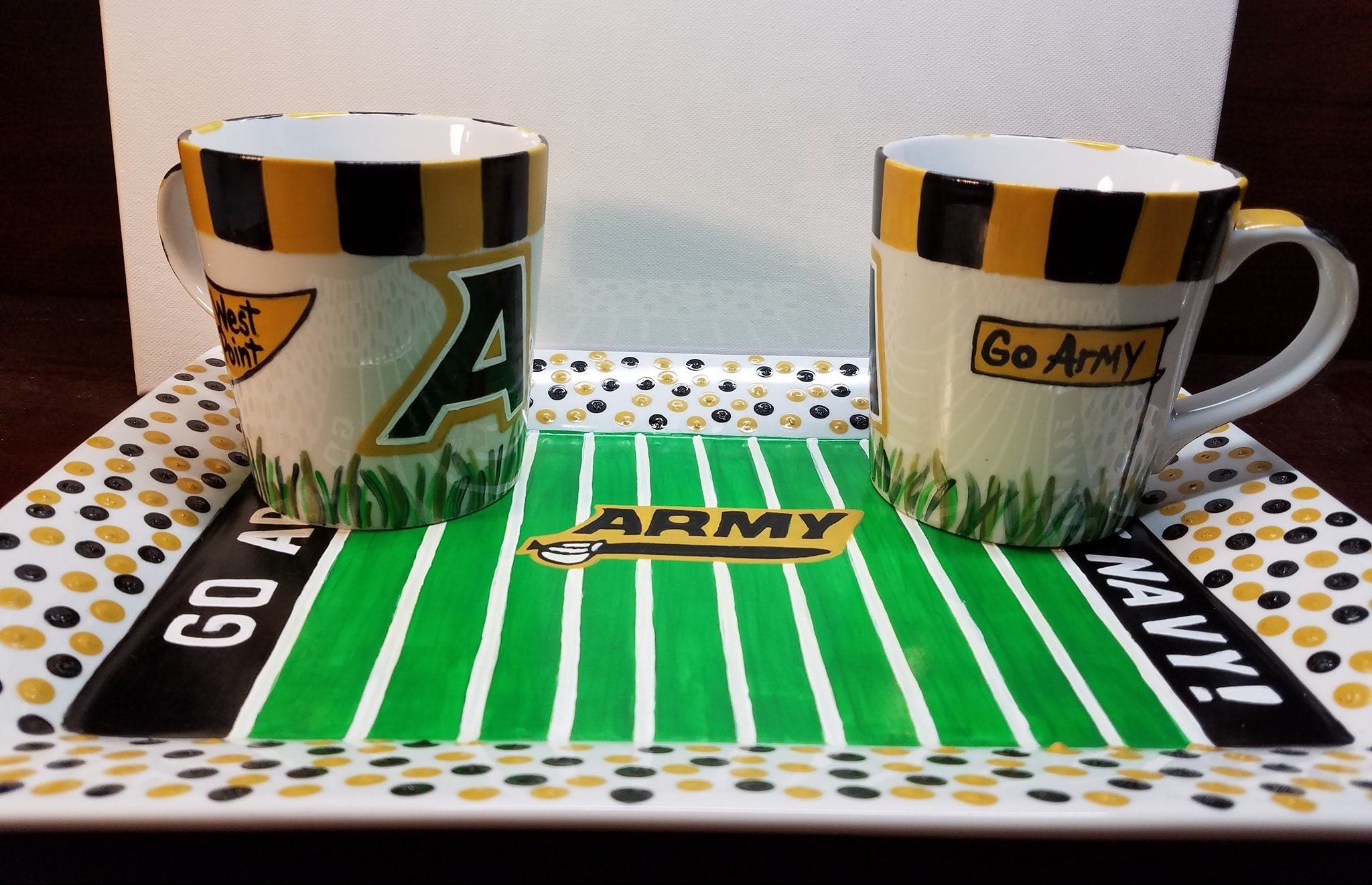 Hand Painted Football Field Serving Platter: Army/Navy, Custom Ceramic, view 3