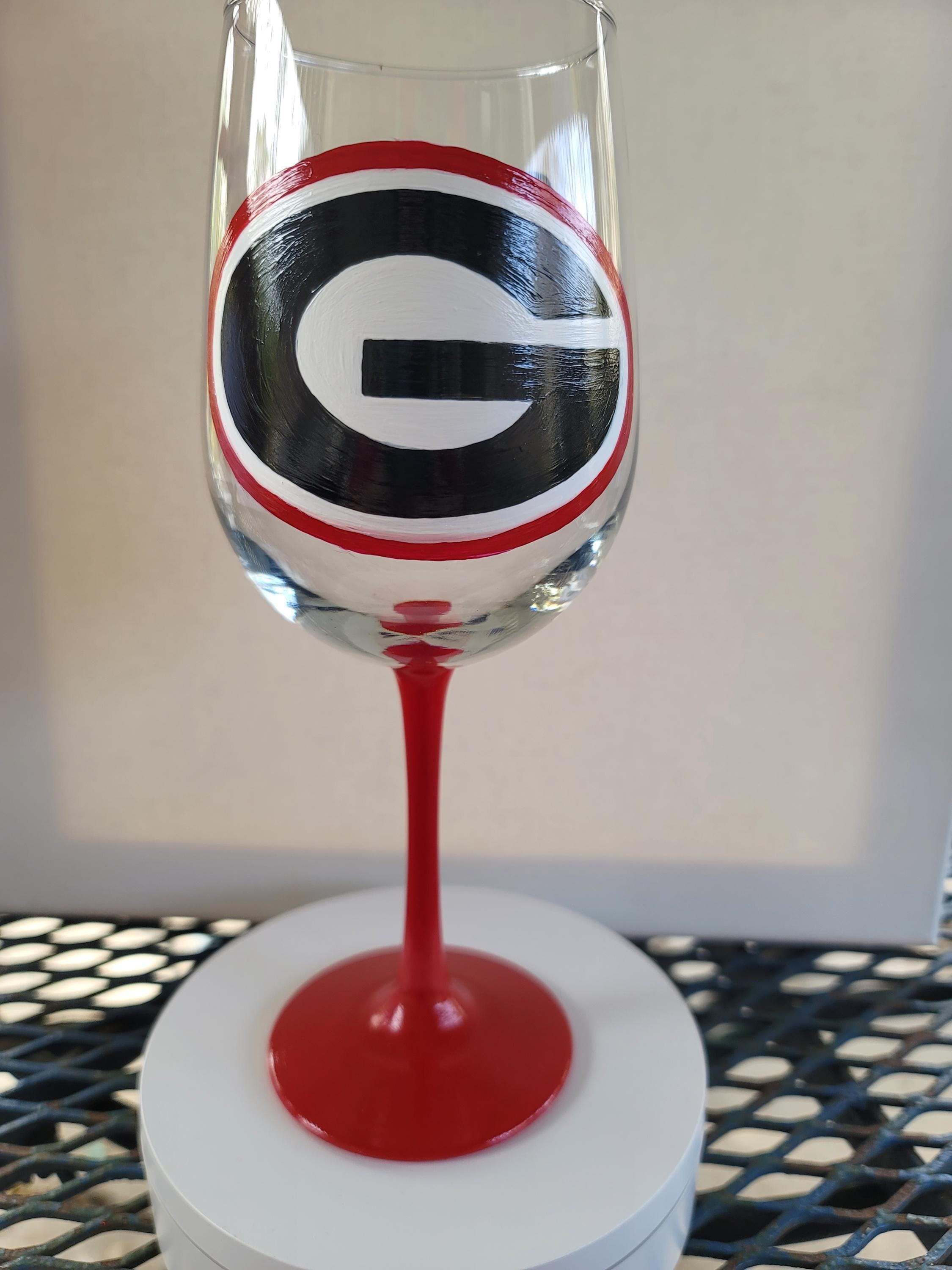 Hand Painted Georgia Bulldogs Double Sided Wine Glass /Gift for Her/Gift for Him/Christmas Gift/ Barware/College Graduation Gift, view 2