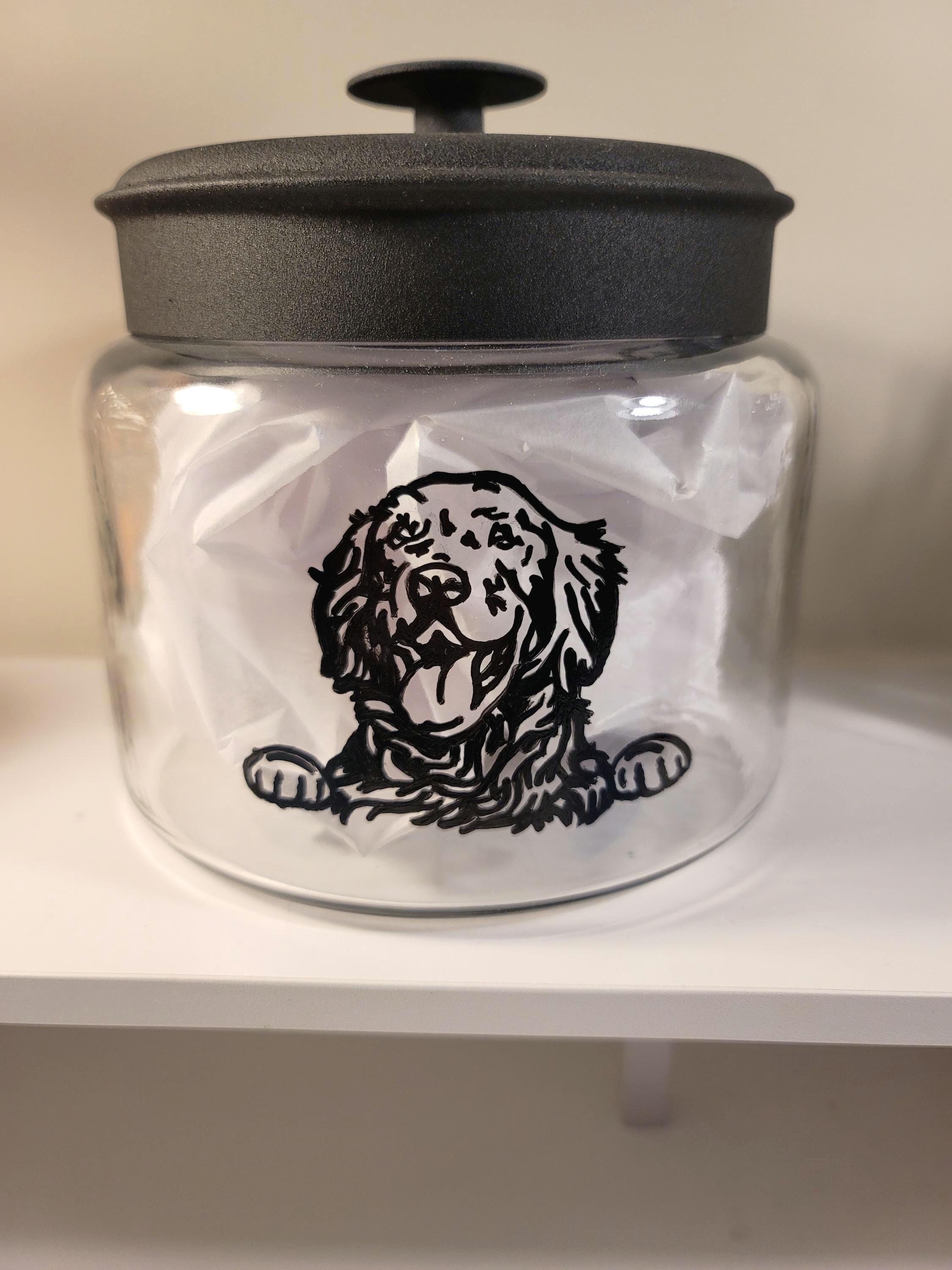 Hand Painted Golden Retriever Treat Jar, Personalized Pet Gift