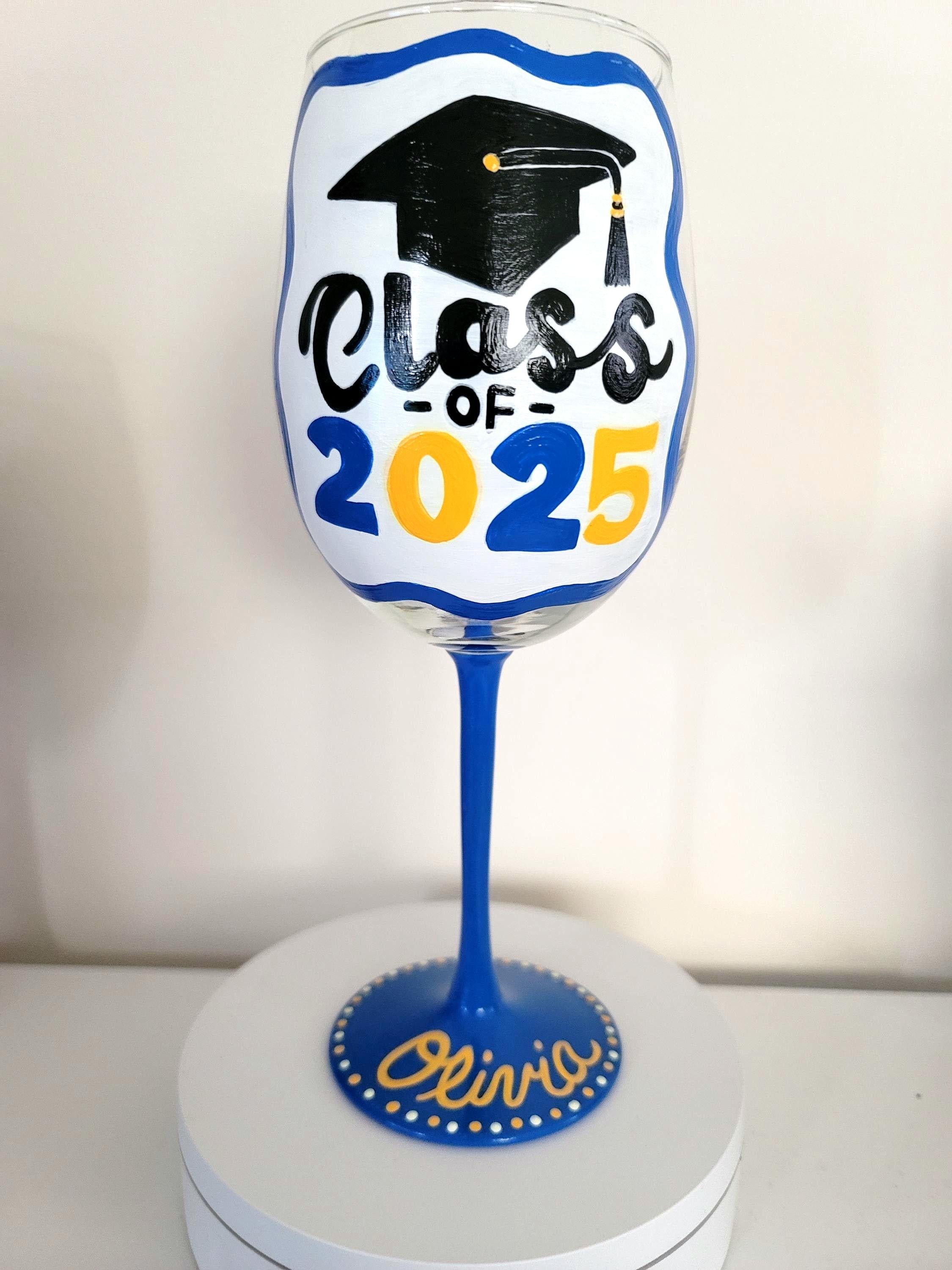 Hand Painted Graduation Wine Glass, Personalized College Grad Gift/Class of 2026, view 4