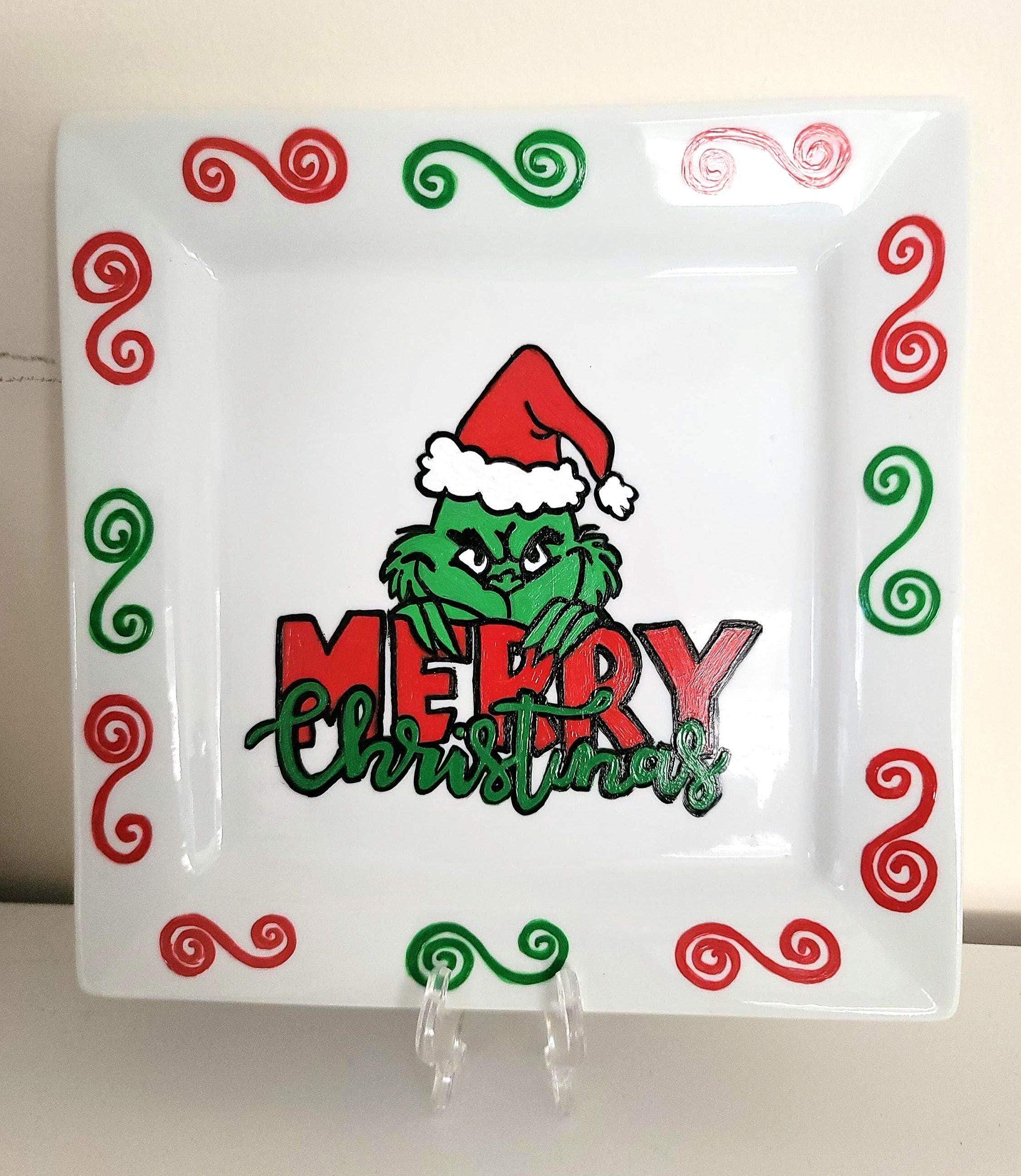Hand Painted Grinch Plate and Mug Set, Christmas Gift, view 5