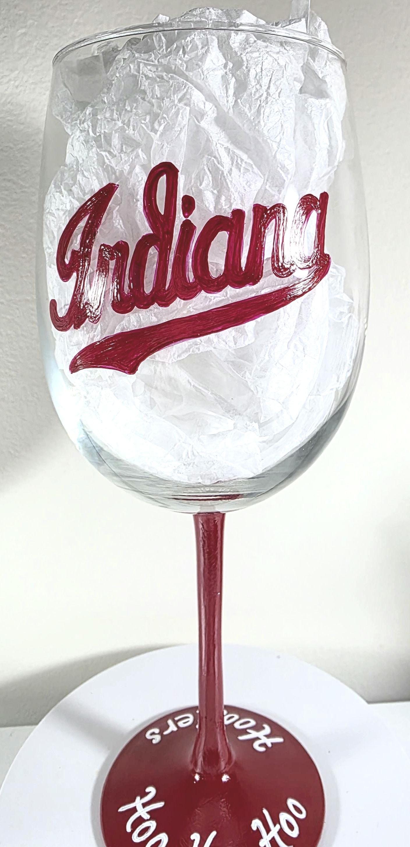 Hand Painted Indiana Hoosiers Wine Glass, 18 oz, College Sports, view 2
